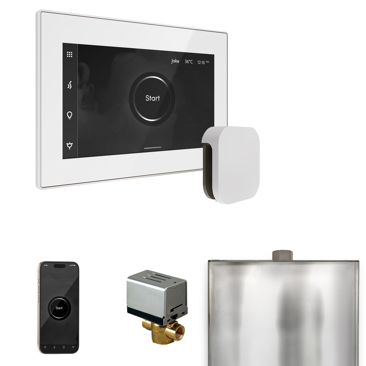 Mr. Steam XButler Steam Shower Control Package – iSteamX Control, Aroma Steamhead, AutoFlush & Drip Pan for MS & Super Generators