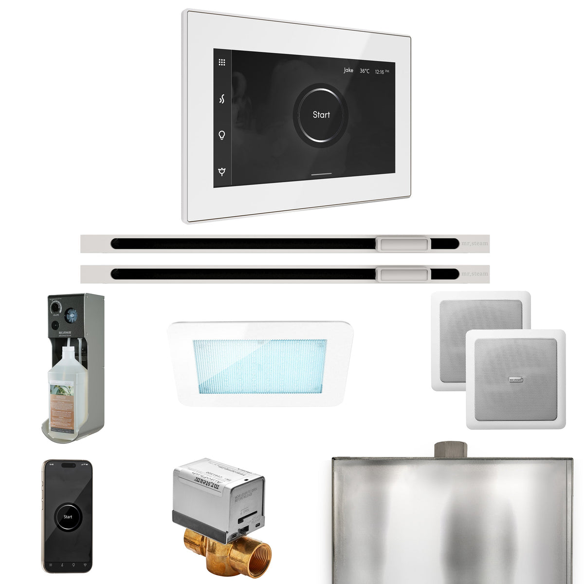 Mr. Steam XDream Max Linear Steam Shower Package – iSteamX Control, Linear Steamhead, AudioX, ChromaSteam & AromaSteam for Max Generators