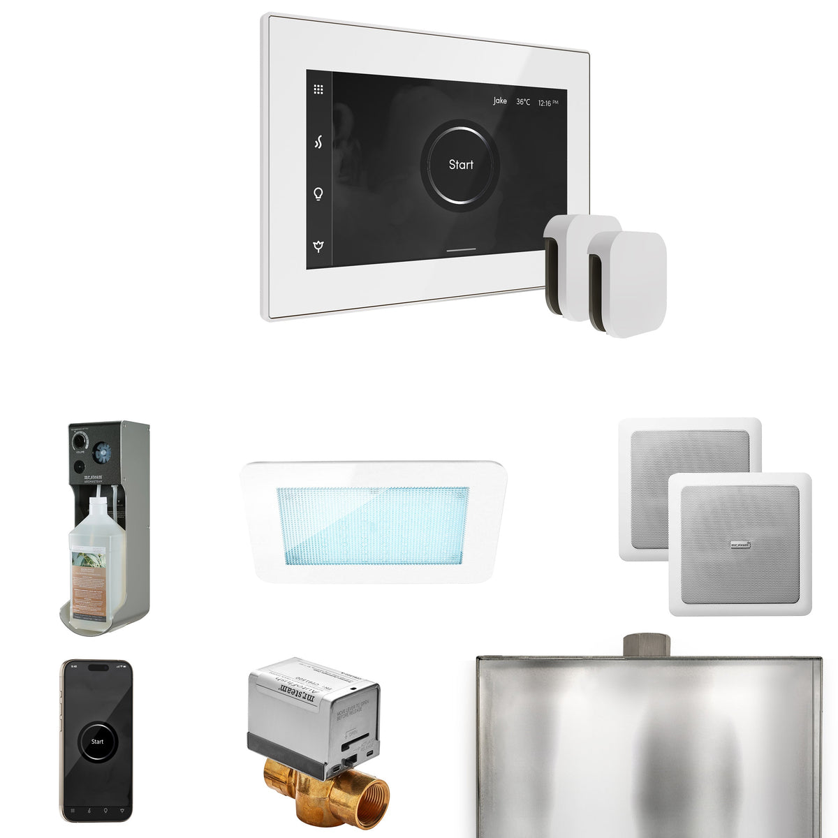 Mr. Steam XDream Max Steam Shower Package – iSteamX Control, Aroma Steamhead, AudioX, ChromaSteam, AromaSteam & Max AutoFlush for Max Generators