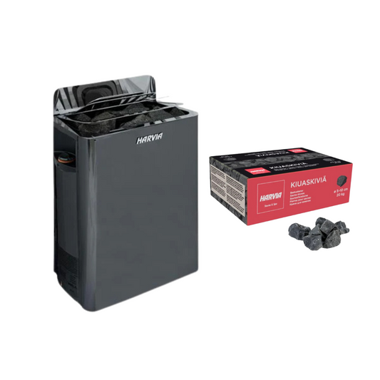 Harvia The Wall SW Sauna Heater with Rocks, Black or Stainless Steel, UL Listed
