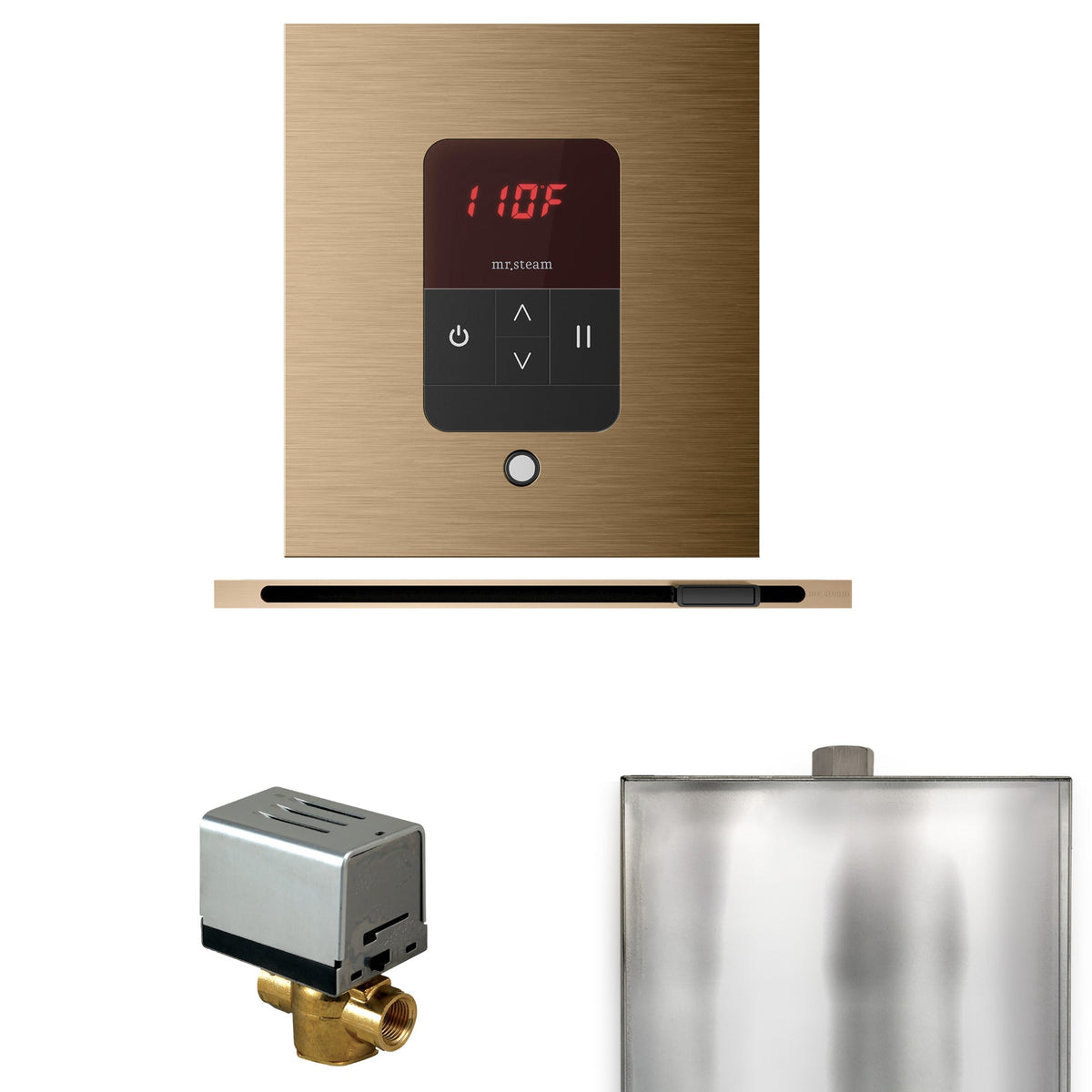 Mr. Steam Basic Butler Linear Steam Shower Control Package – iTempo Control, 16 in. Linear Steamhead, AutoFlush & Drip Pan for MS & Super Generators
