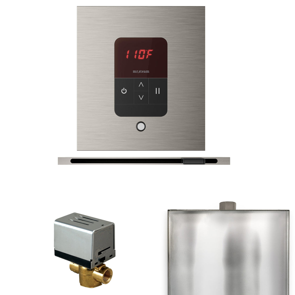 Mr. Steam Basic Butler Linear Steam Shower Control Package – iTempo Control, 16 in. Linear Steamhead, AutoFlush & Drip Pan for MS & Super Generators