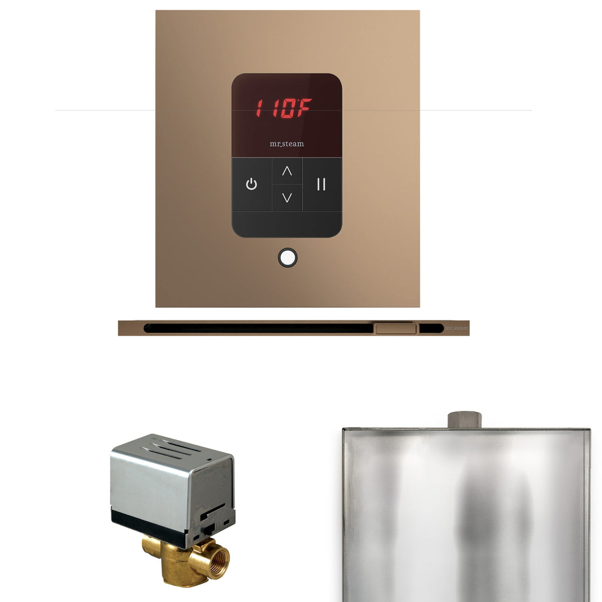 Mr. Steam Basic Butler Linear Steam Shower Control Package – iTempo Control, 16 in. Linear Steamhead, AutoFlush & Drip Pan for MS & Super Generators
