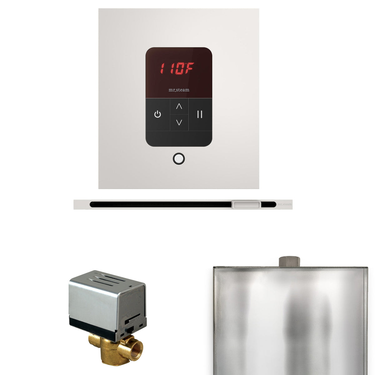 Mr. Steam Basic Butler Linear Steam Shower Control Package – iTempo Control, 16 in. Linear Steamhead, AutoFlush & Drip Pan for MS & Super Generators
