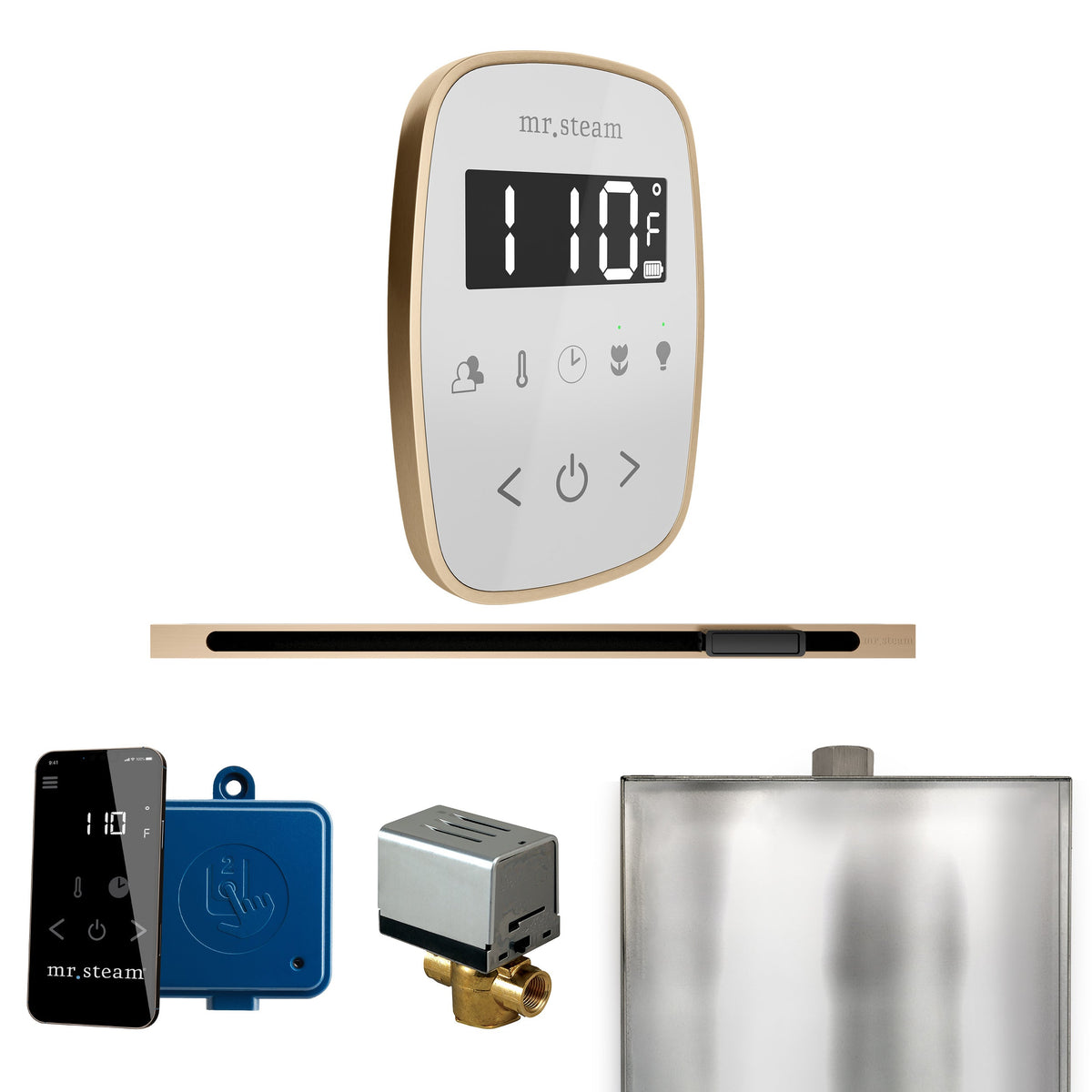 Mr. Steam ButlerFlex Linear Steam Shower Control Package – Wireless TempoFlex Control, Linear Steamhead & AutoFlush for MS & Super Generators