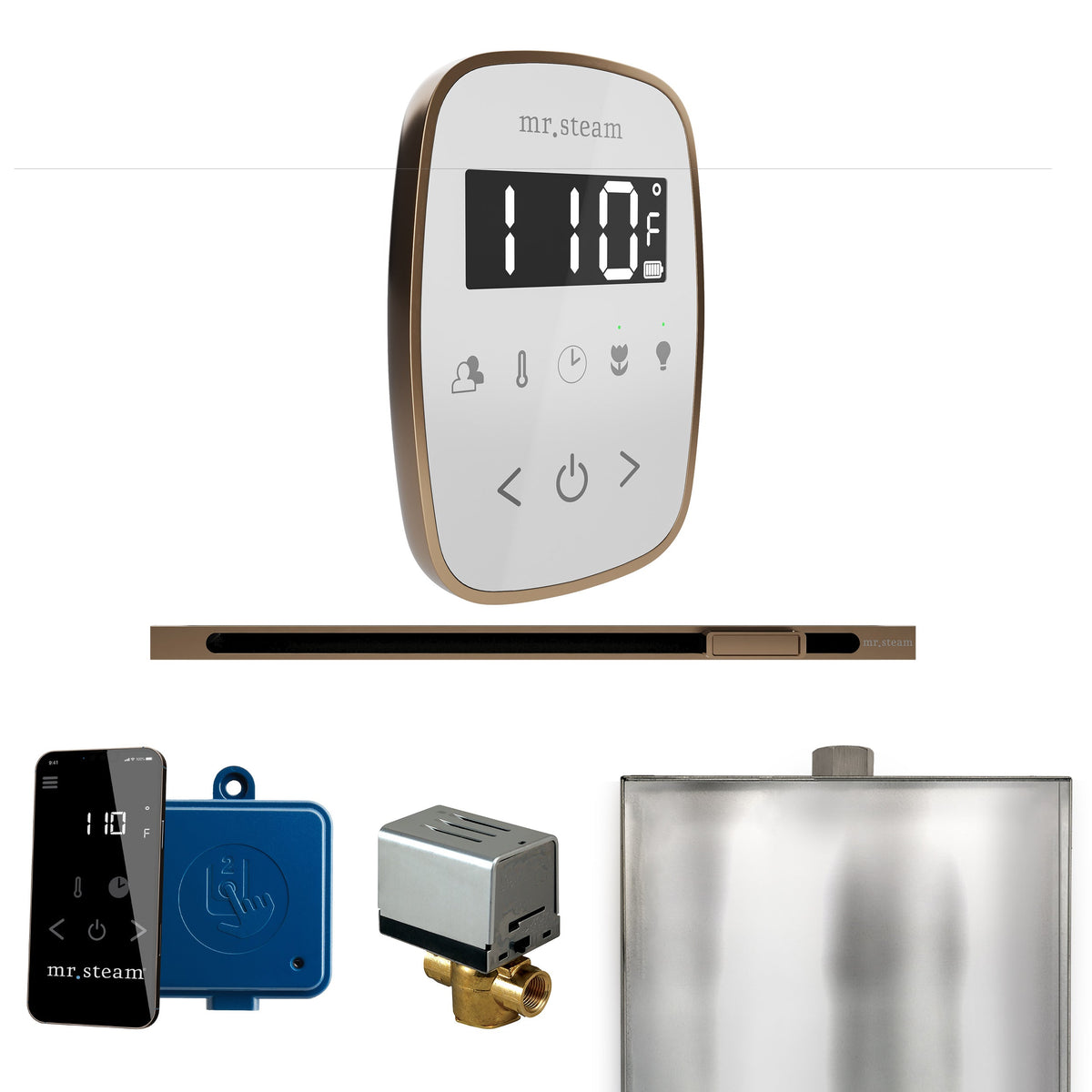 Mr. Steam ButlerFlex Linear Steam Shower Control Package – Wireless TempoFlex Control, Linear Steamhead & AutoFlush for MS & Super Generators