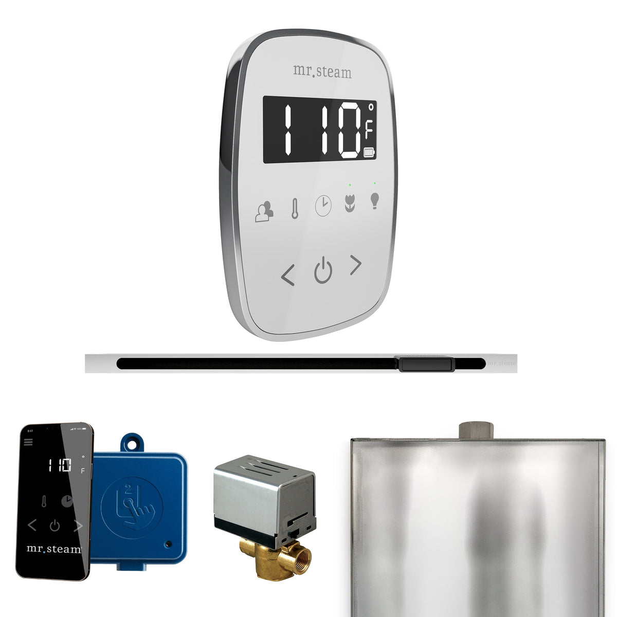 Mr. Steam ButlerFlex Linear Steam Shower Control Package – Wireless TempoFlex Control, Linear Steamhead & AutoFlush for MS & Super Generators