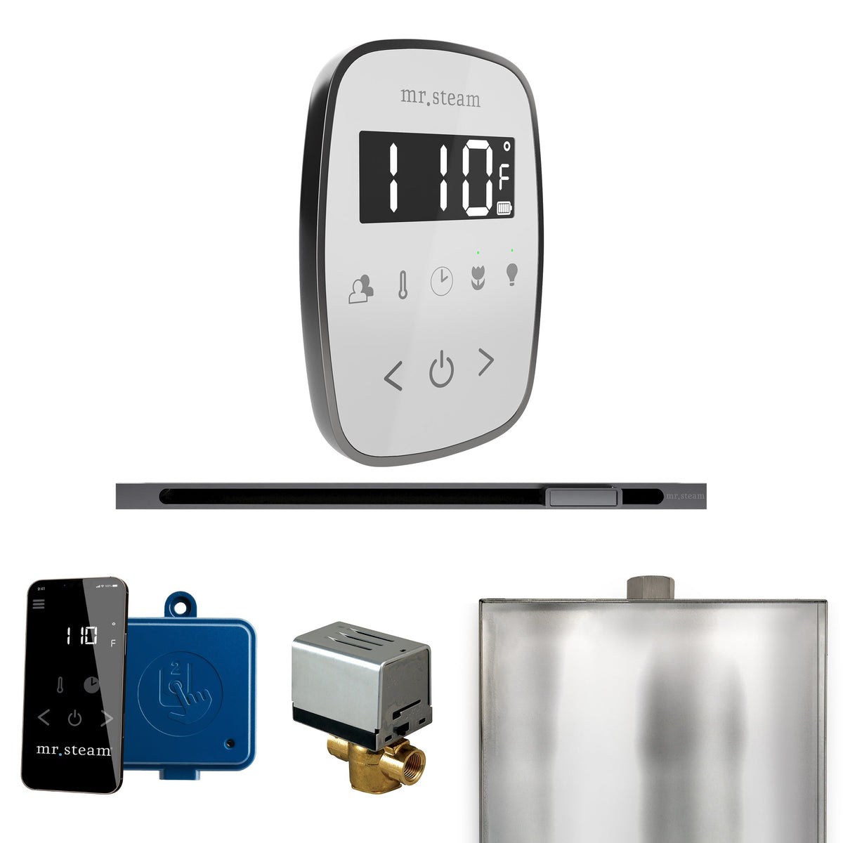 Mr. Steam ButlerFlex Linear Steam Shower Control Package – Wireless TempoFlex Control, Linear Steamhead & AutoFlush for MS & Super Generators