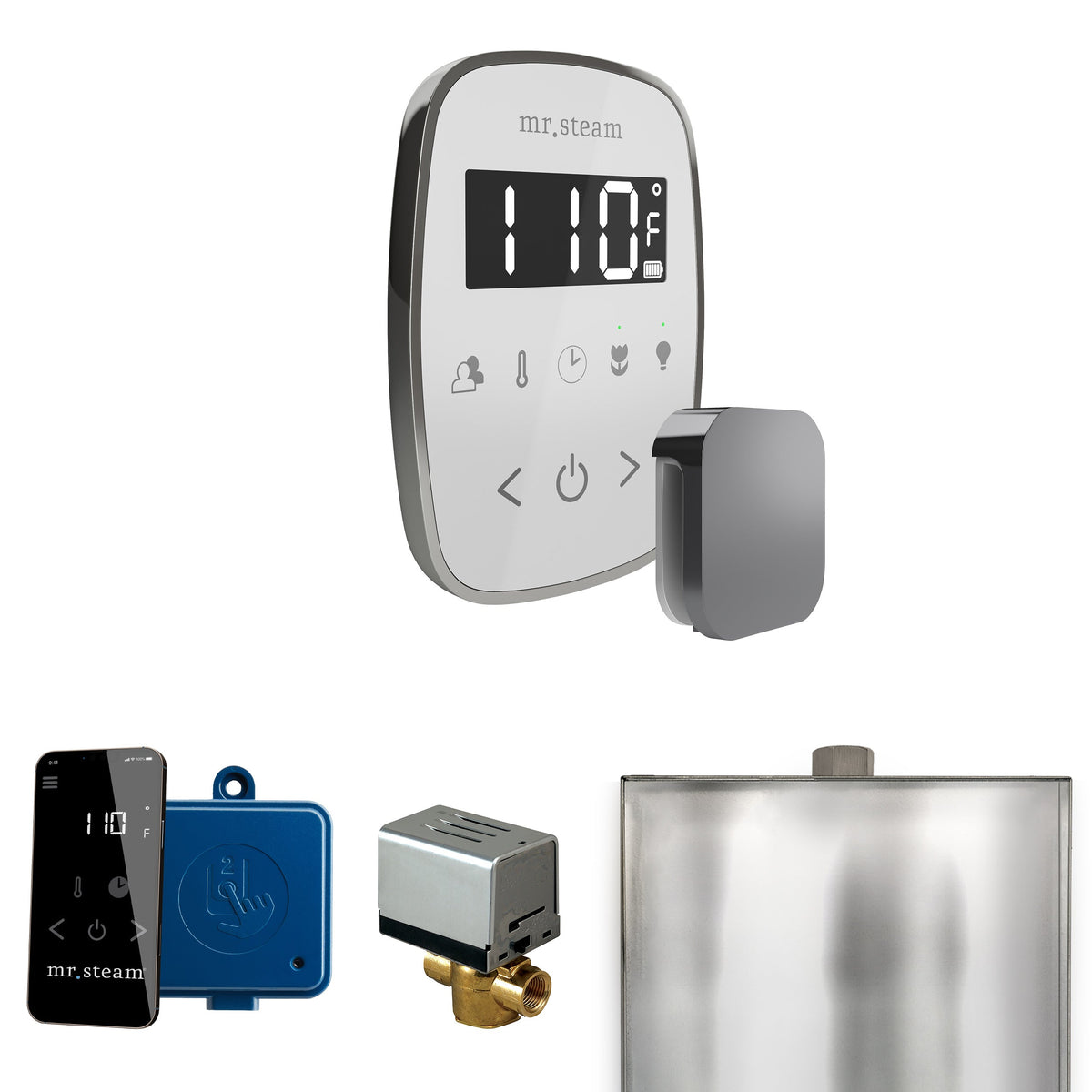Mr. Steam ButlerFlex Steam Shower Control Package – Wireless TempoFlex Control, Aroma Steamhead, AutoFlush & SteamLinx for MS & Super Generators