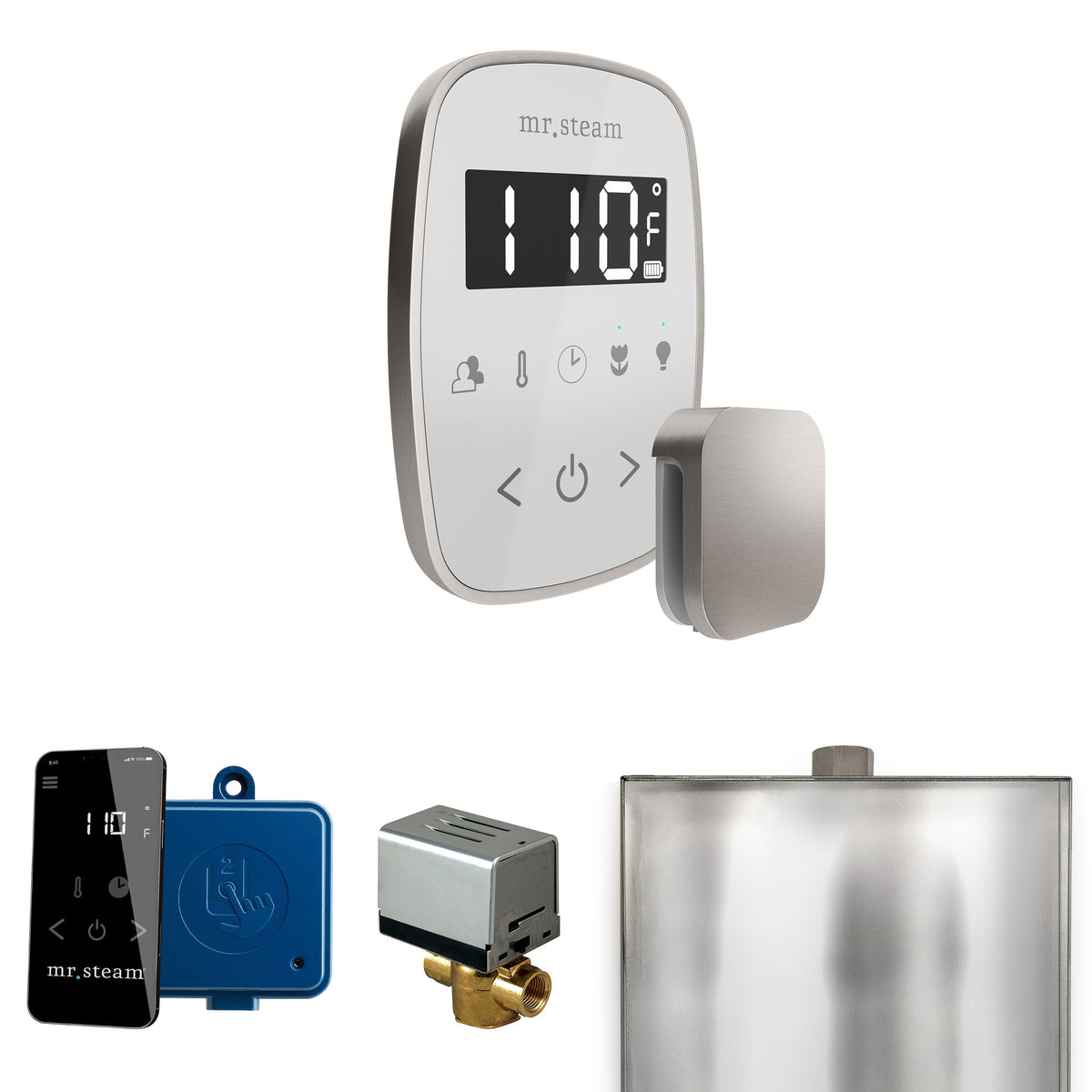 Mr. Steam ButlerFlex Steam Shower Control Package – Wireless TempoFlex Control, Aroma Steamhead, AutoFlush & SteamLinx for MS & Super Generators