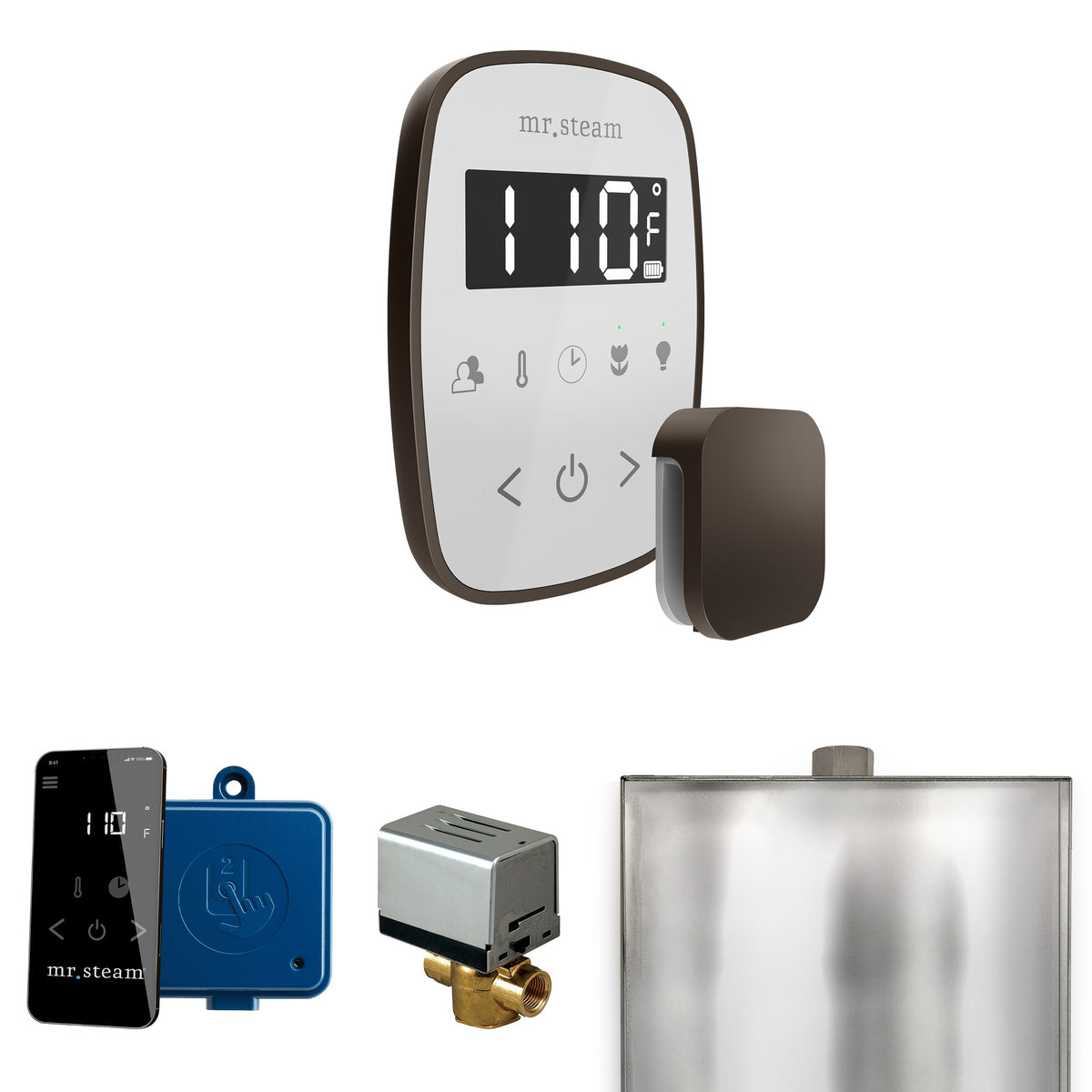 Mr. Steam ButlerFlex Steam Shower Control Package – Wireless TempoFlex Control, Aroma Steamhead, AutoFlush & SteamLinx for MS & Super Generators