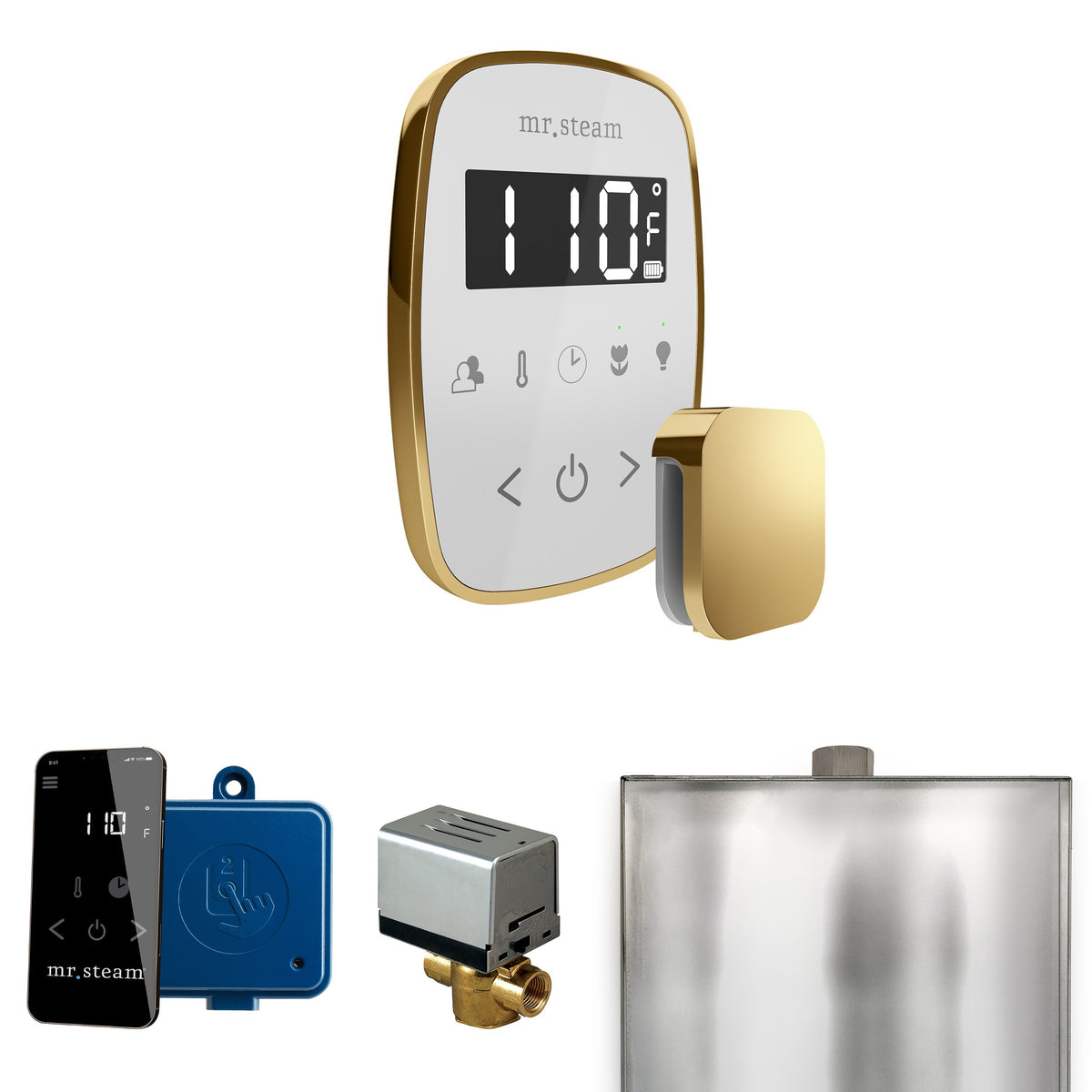 Mr. Steam ButlerFlex Steam Shower Control Package – Wireless TempoFlex Control, Aroma Steamhead, AutoFlush & SteamLinx for MS & Super Generators