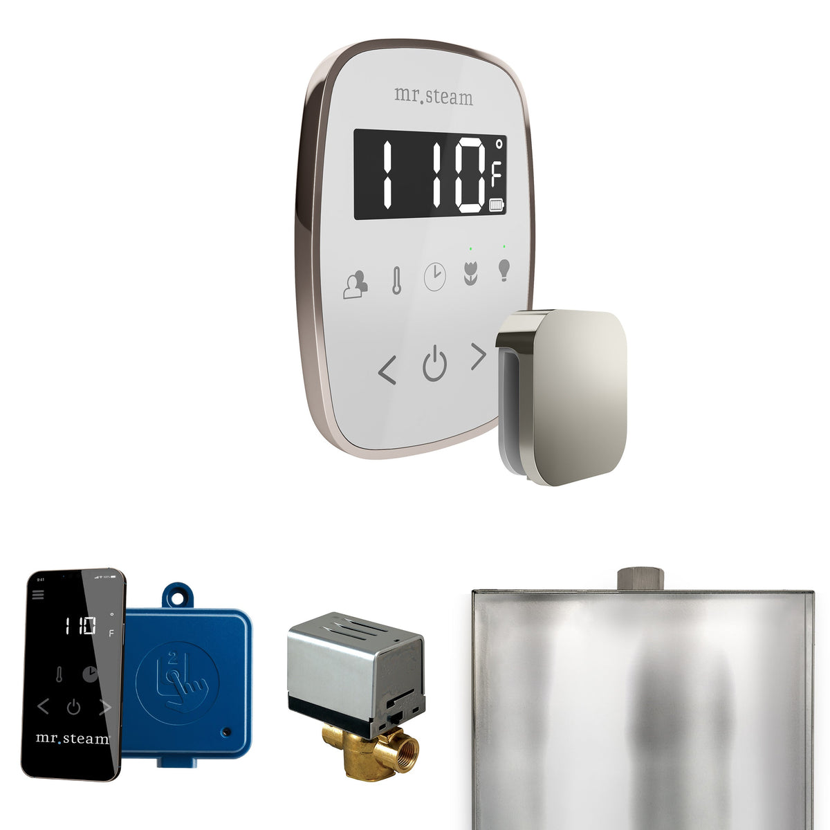 Mr. Steam ButlerFlex Steam Shower Control Package – Wireless TempoFlex Control, Aroma Steamhead, AutoFlush & SteamLinx for MS & Super Generators