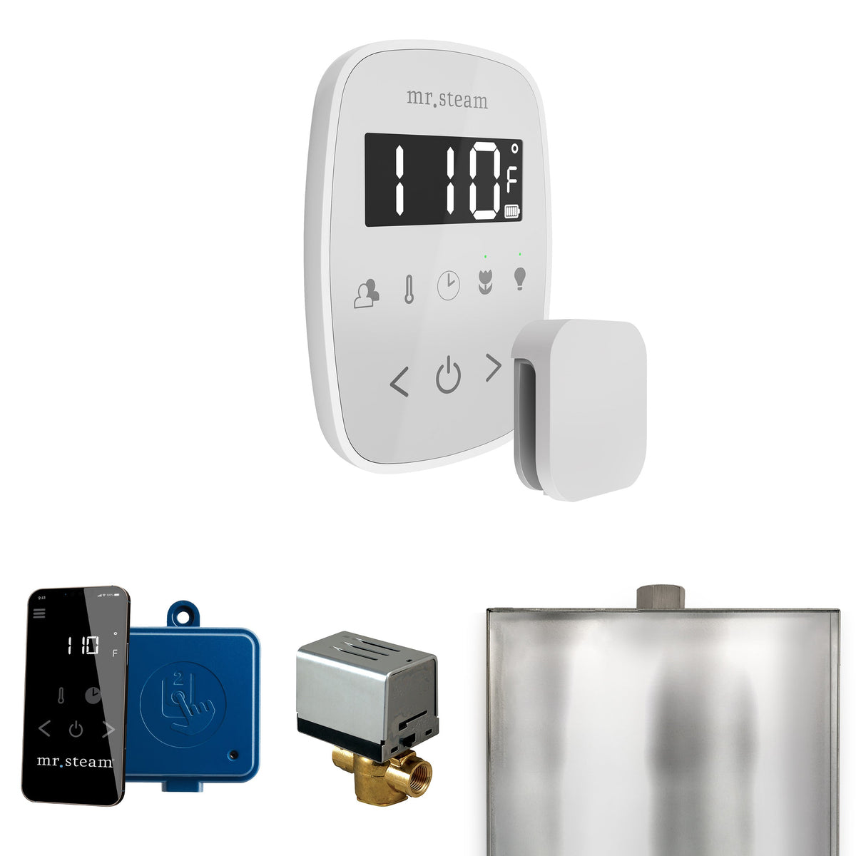 Mr. Steam ButlerFlex Steam Shower Control Package – Wireless TempoFlex Control, Aroma Steamhead, AutoFlush & SteamLinx for MS & Super Generators