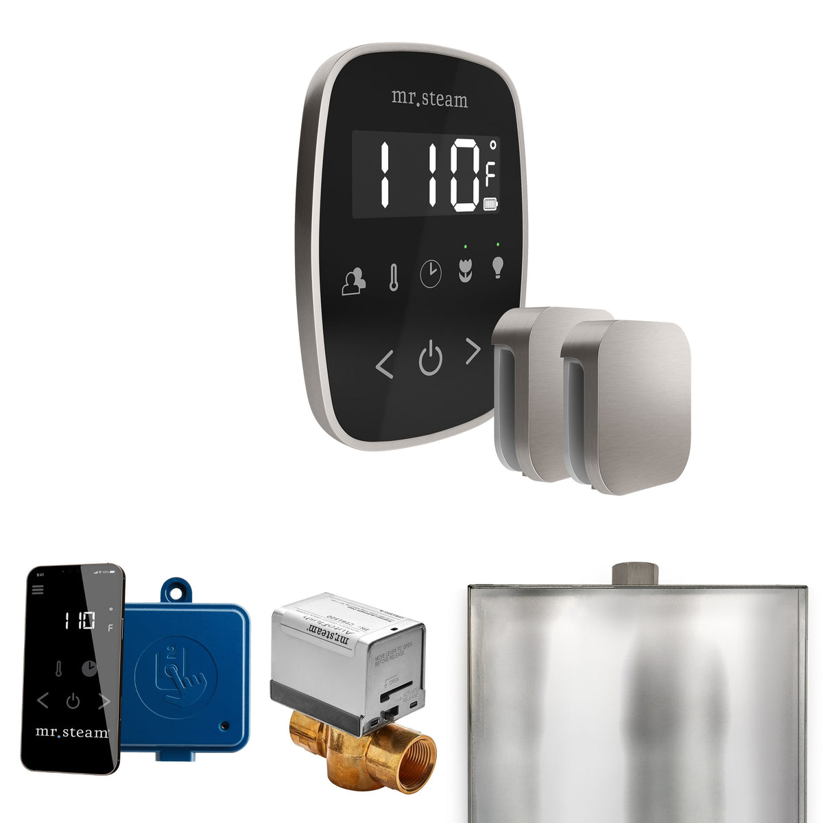 Mr. Steam ButlerFlex Max Steam Shower Control Package – Wireless TempoFlex Control, Aroma Steamhead, Max AutoFlush & SteamLinx for Max Generators