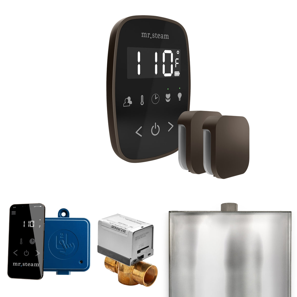 Mr. Steam ButlerFlex Max Steam Shower Control Package – Wireless TempoFlex Control, Aroma Steamhead, Max AutoFlush & SteamLinx for Max Generators