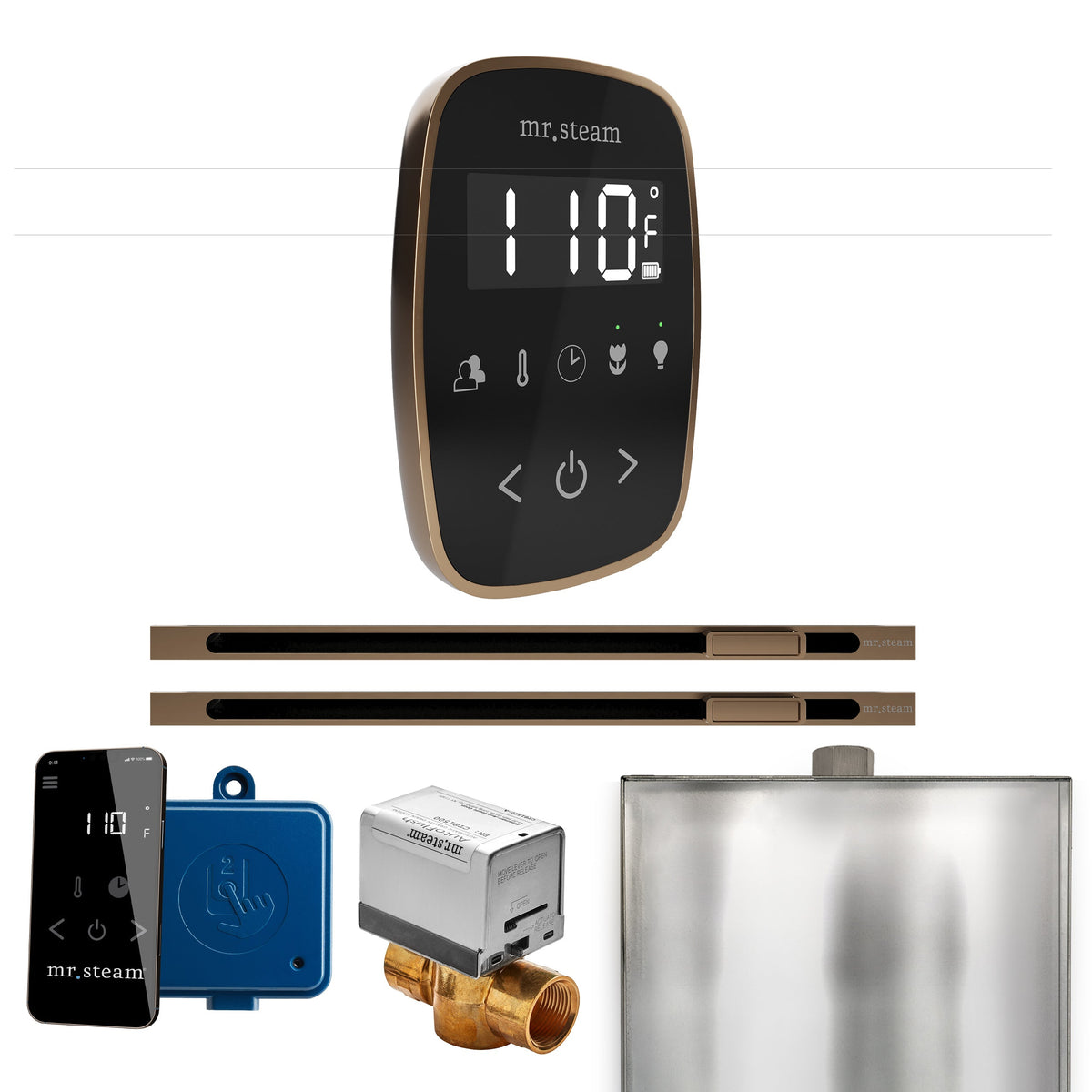 Mr. Steam ButlerFlex Max Linear Steam Shower Control Package – Wireless TempoFlex Control, 16 in. Linear Steamhead & Max AutoFlush for Max Generators