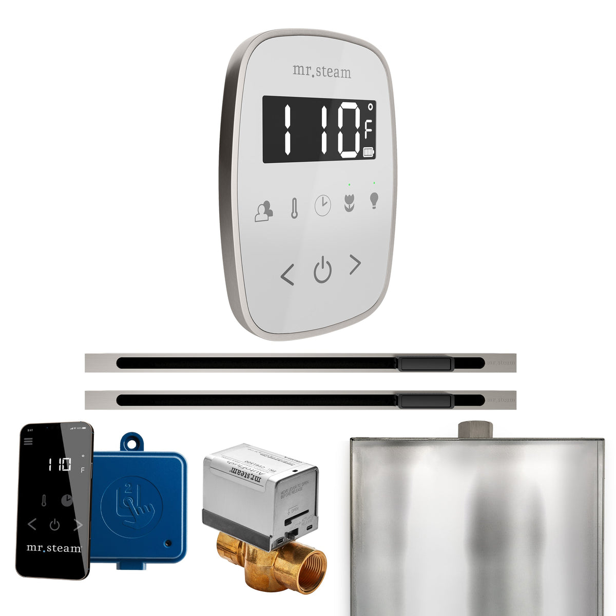 Mr. Steam ButlerFlex Max Linear Steam Shower Control Package – Wireless TempoFlex Control, 16 in. Linear Steamhead & Max AutoFlush for Max Generators