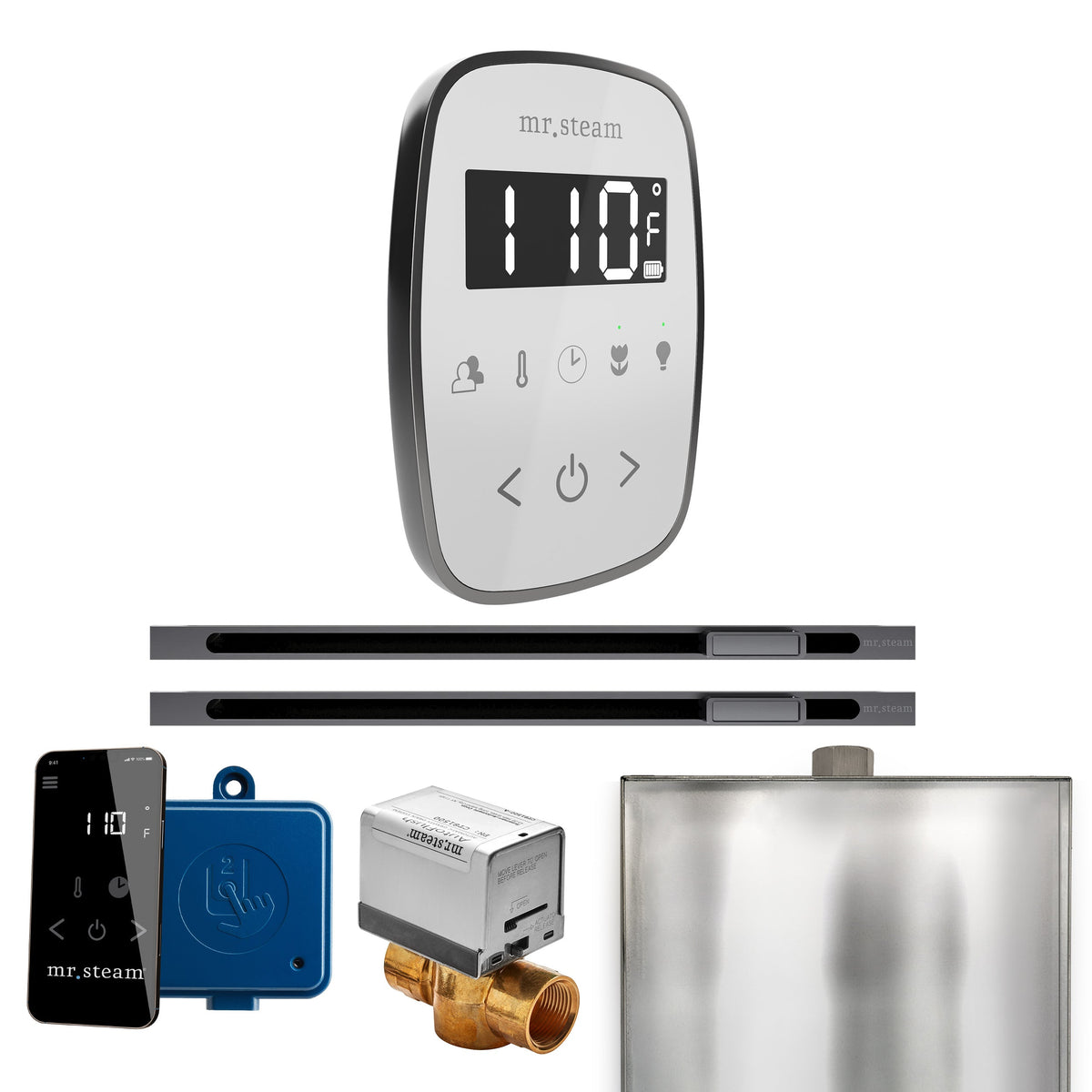 Mr. Steam ButlerFlex Max Linear Steam Shower Control Package – Wireless TempoFlex Control, 16 in. Linear Steamhead & Max AutoFlush for Max Generators