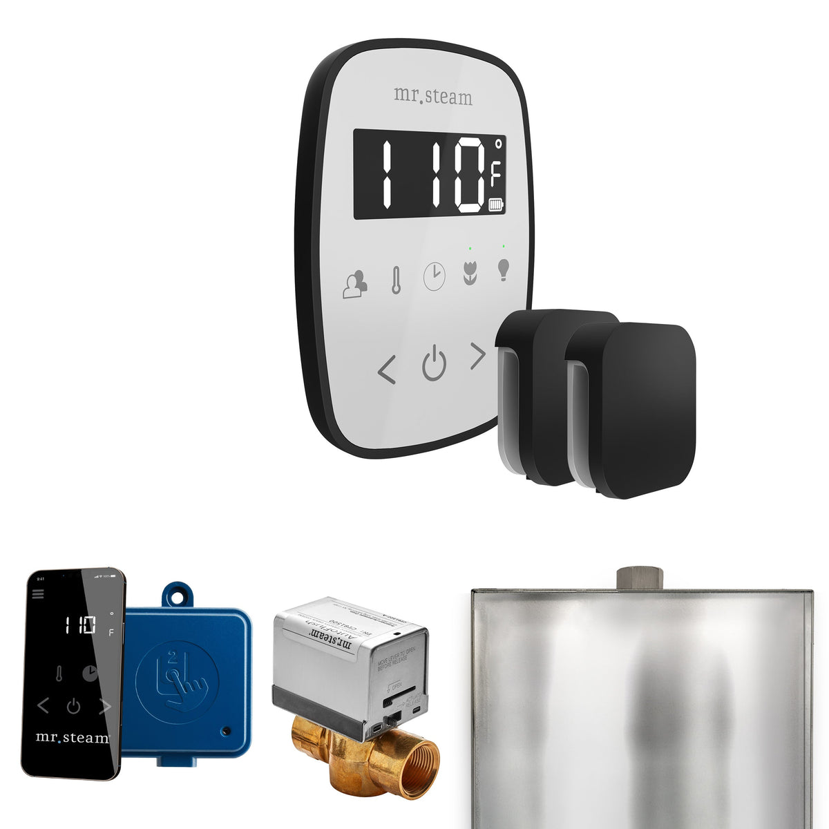 Mr. Steam ButlerFlex Max Steam Shower Control Package – Wireless TempoFlex Control, Aroma Steamhead, Max AutoFlush & SteamLinx for Max Generators