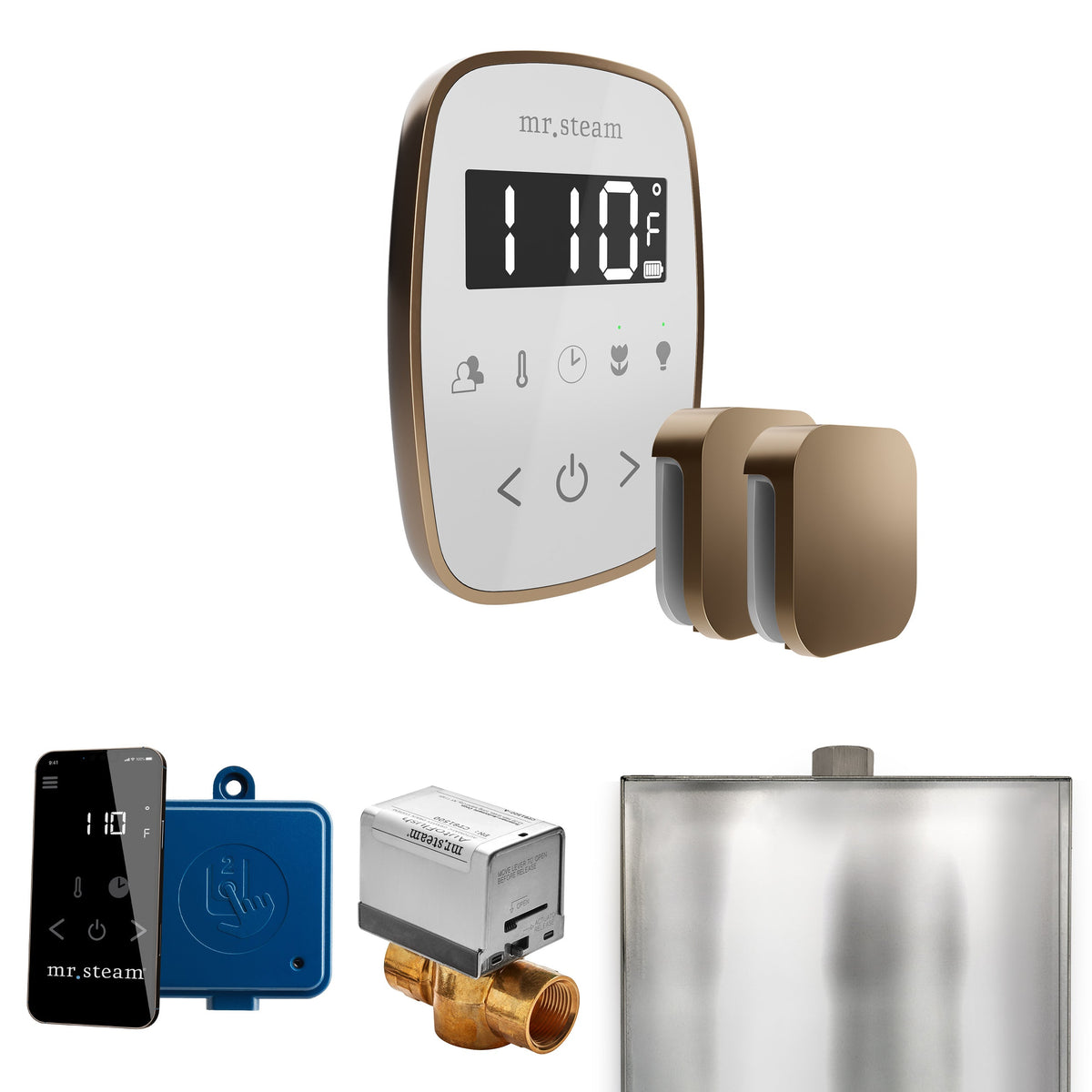 Mr. Steam ButlerFlex Max Steam Shower Control Package – Wireless TempoFlex Control, Aroma Steamhead, Max AutoFlush & SteamLinx for Max Generators