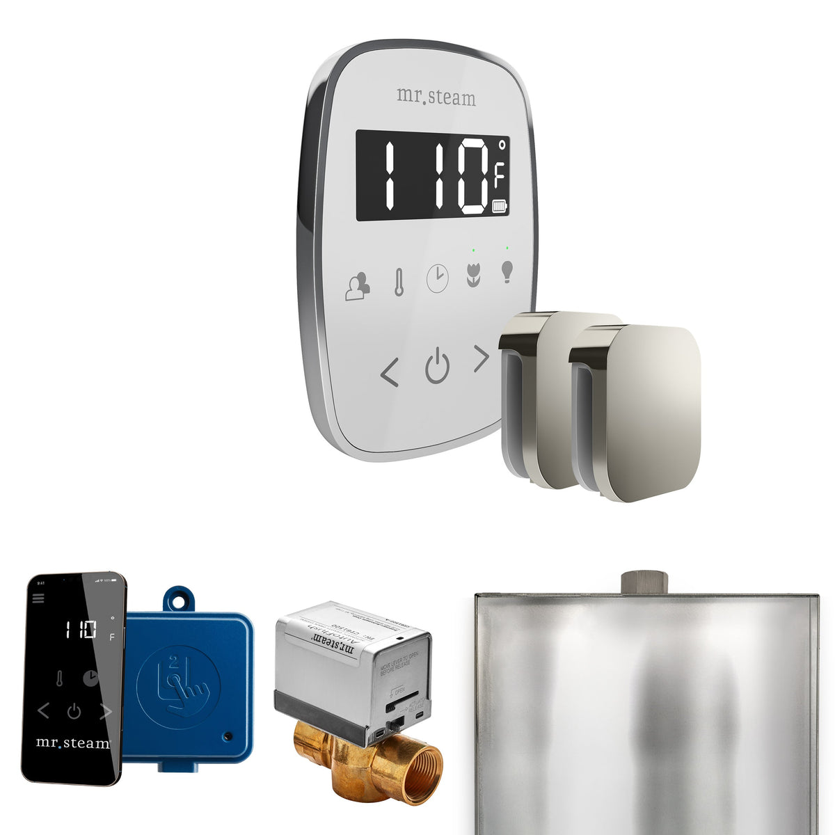 Mr. Steam ButlerFlex Max Steam Shower Control Package – Wireless TempoFlex Control, Aroma Steamhead, Max AutoFlush & SteamLinx for Max Generators
