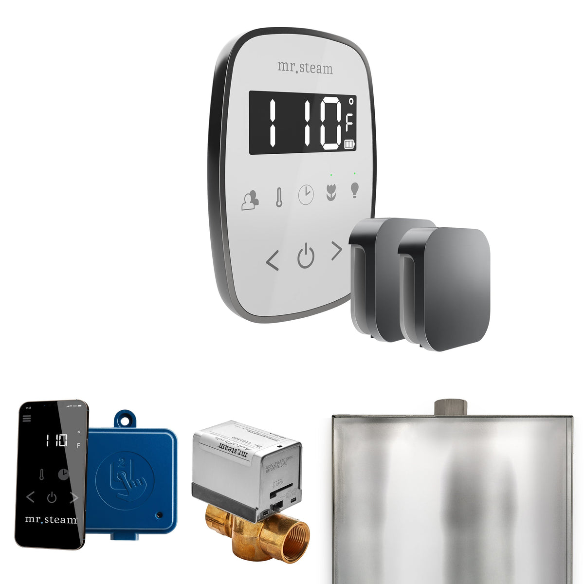 Mr. Steam ButlerFlex Max Steam Shower Control Package – Wireless TempoFlex Control, Aroma Steamhead, Max AutoFlush & SteamLinx for Max Generators