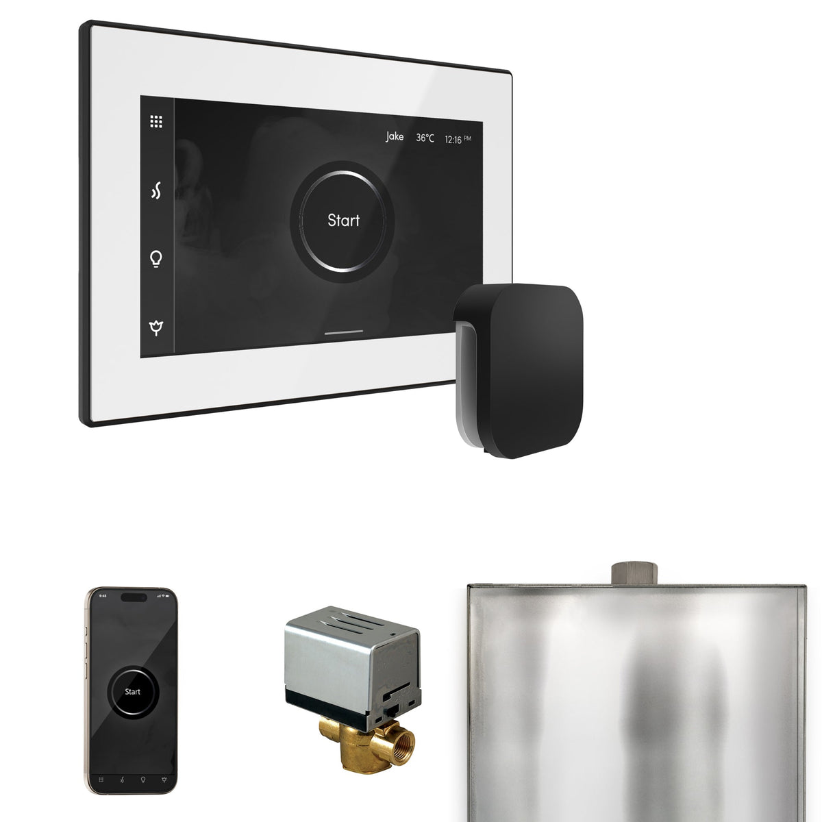 Mr. Steam XButler Steam Shower Control Package – iSteamX Control, Aroma Steamhead, AutoFlush & Drip Pan for MS & Super Generators