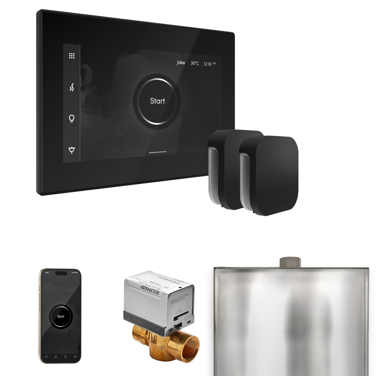 Mr. Steam XButler Max Steam Shower Control Package – iSteamX Control, Aroma Steamhead, Max AutoFlush & Drip Pan for Max Generators