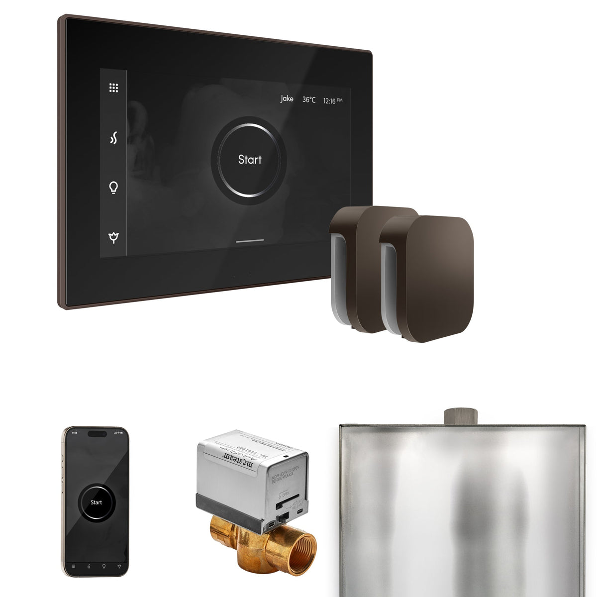 Mr. Steam XButler Max Steam Shower Control Package – iSteamX Control, Aroma Steamhead, Max AutoFlush & Drip Pan for Max Generators
