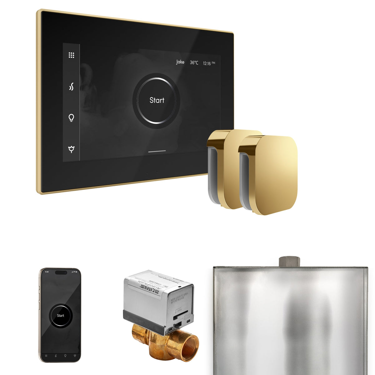 Mr. Steam XButler Max Steam Shower Control Package – iSteamX Control, Aroma Steamhead, Max AutoFlush & Drip Pan for Max Generators