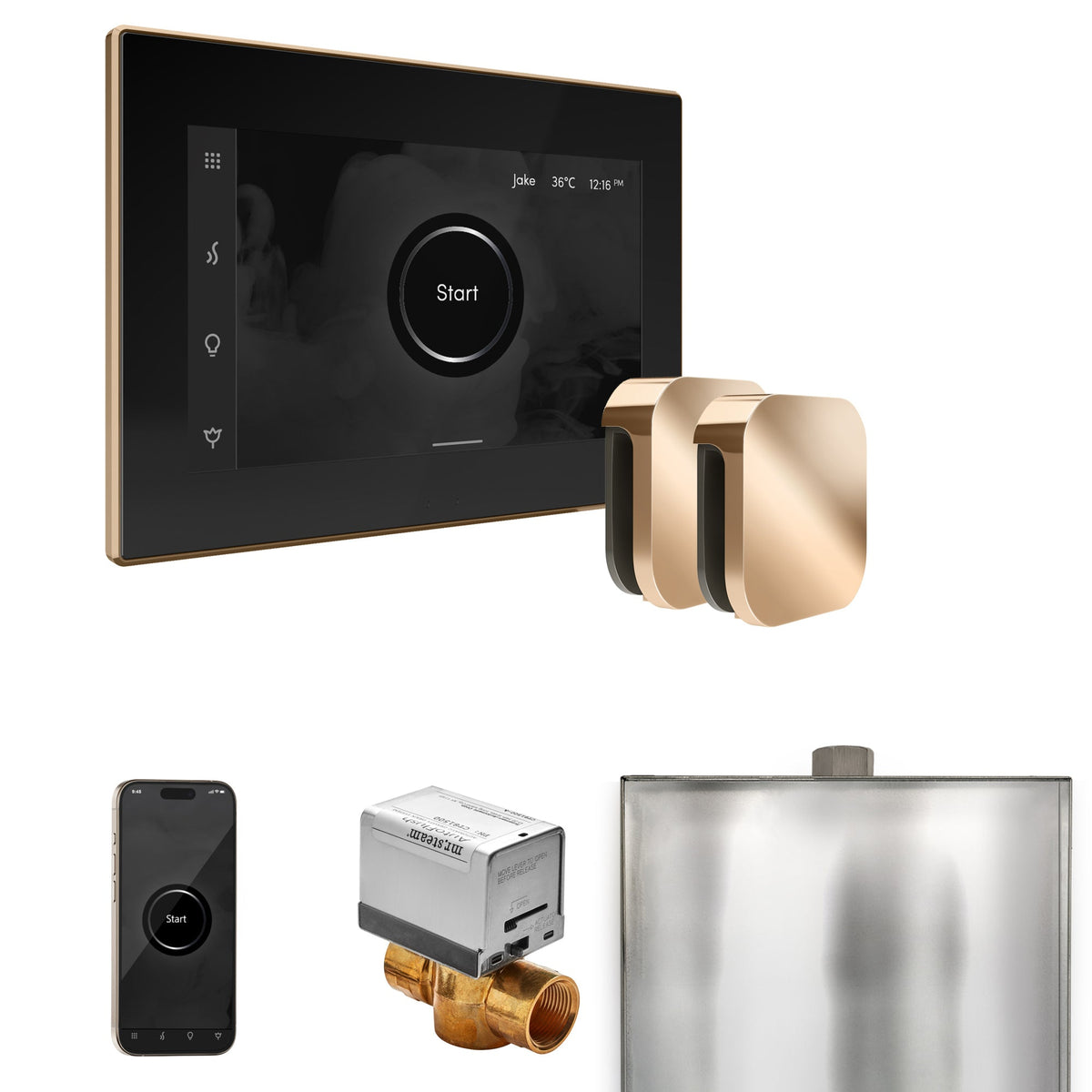 Mr. Steam XButler Max Steam Shower Control Package – iSteamX Control, Aroma Steamhead, Max AutoFlush & Drip Pan for Max Generators
