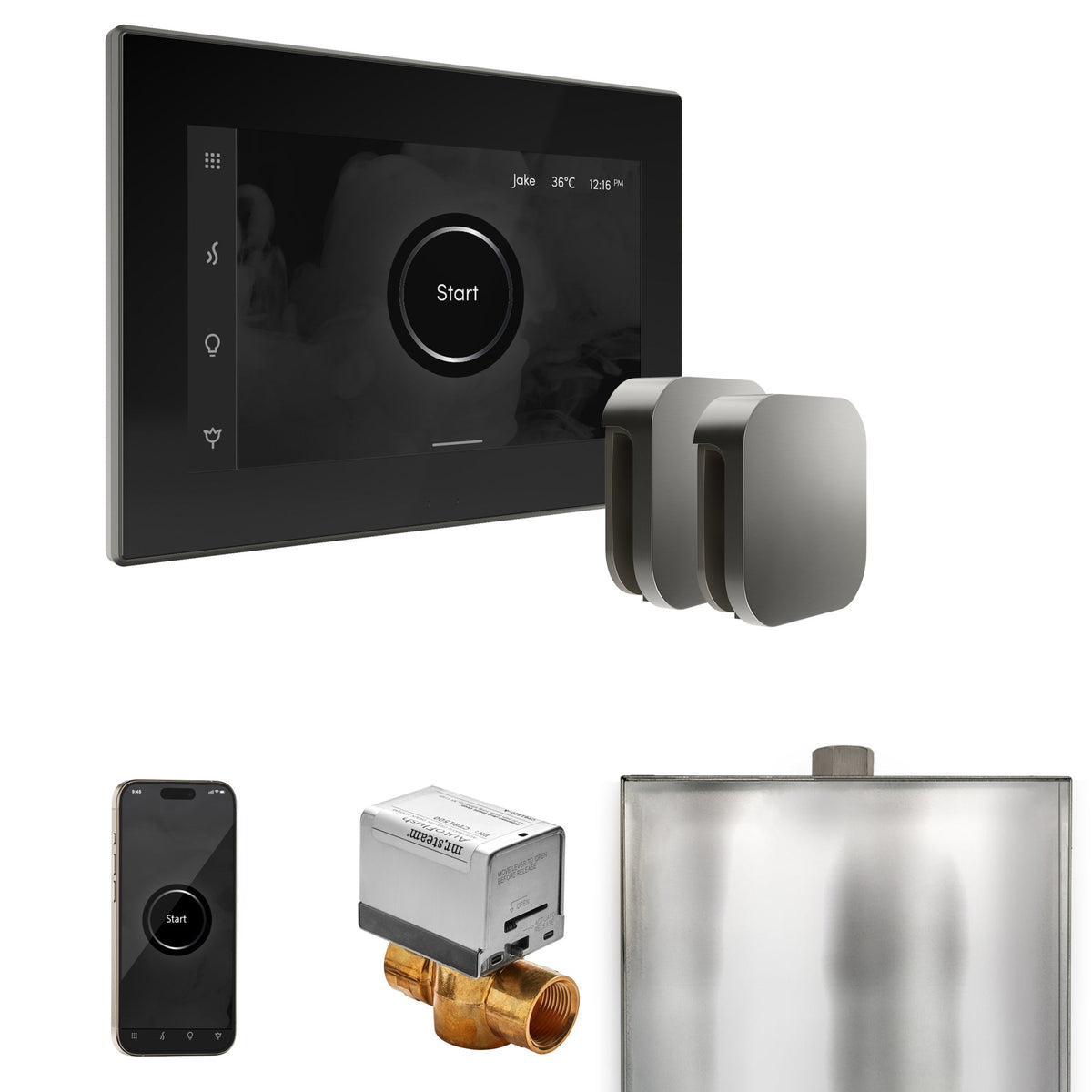 Mr. Steam XButler Max Steam Shower Control Package – iSteamX Control, Aroma Steamhead, Max AutoFlush & Drip Pan for Max Generators
