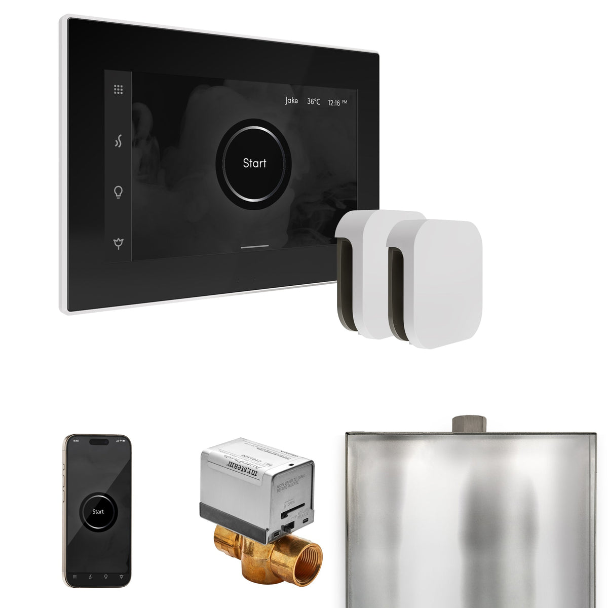 Mr. Steam XButler Max Steam Shower Control Package – iSteamX Control, Aroma Steamhead, Max AutoFlush & Drip Pan for Max Generators