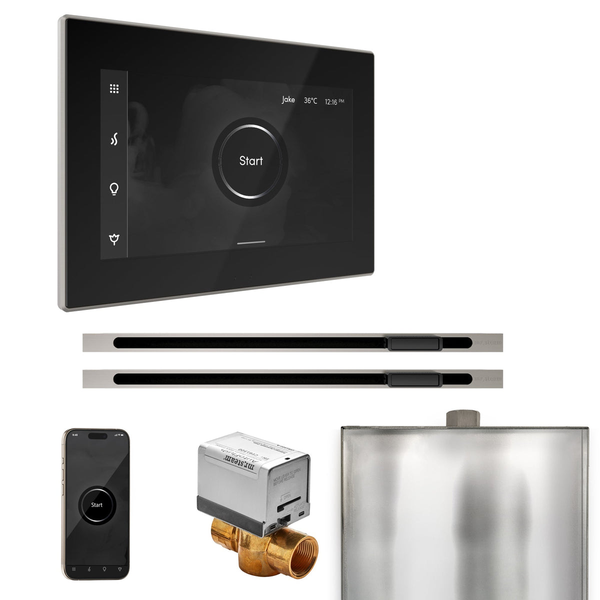 Mr. Steam XButler Max Linear Steam Shower Control Package – iSteamX Control, 16 in. Linear Steamhead, Max AutoFlush & Drip Pan for Max Generators