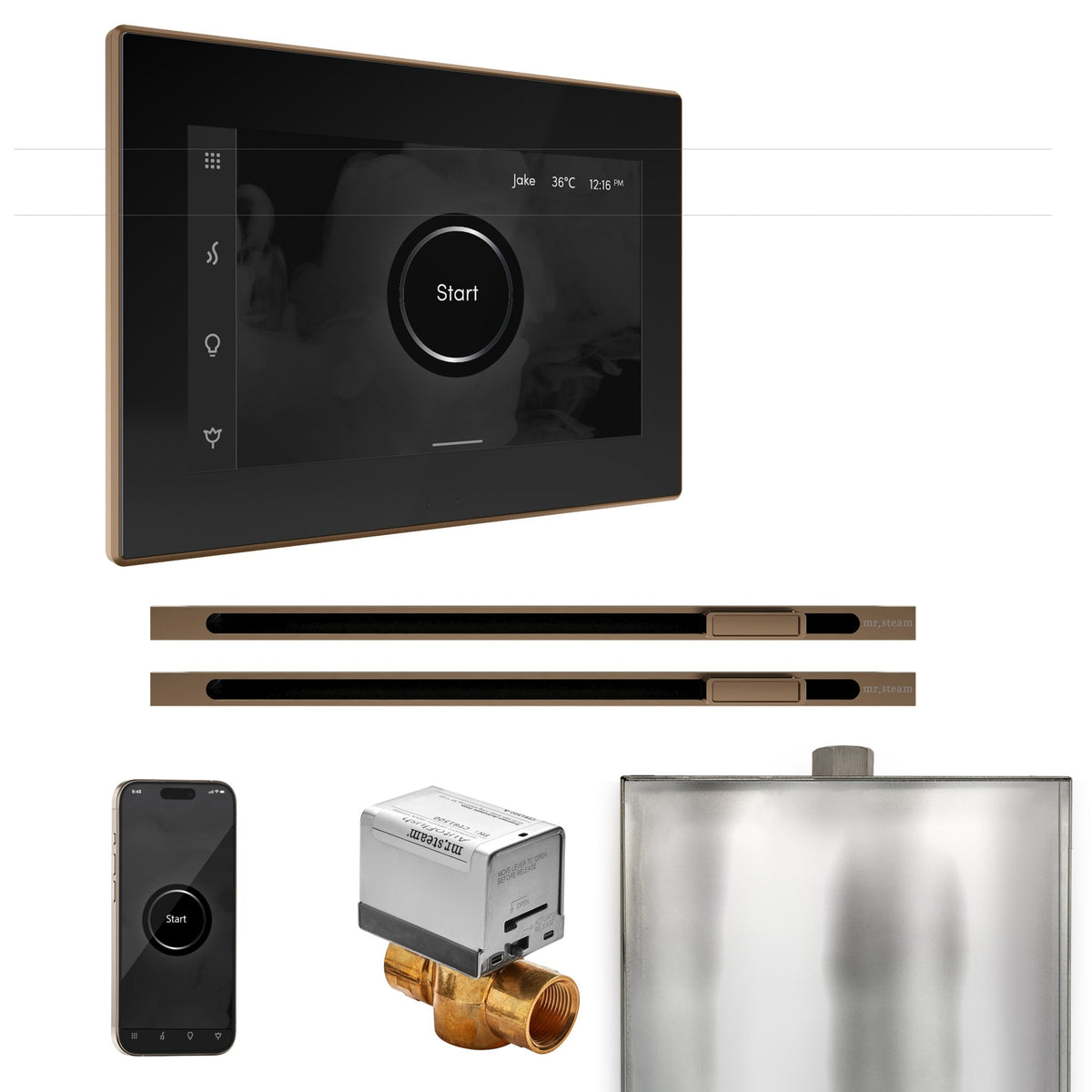 Mr. Steam XButler Max Linear Steam Shower Control Package – iSteamX Control, 16 in. Linear Steamhead, Max AutoFlush & Drip Pan for Max Generators