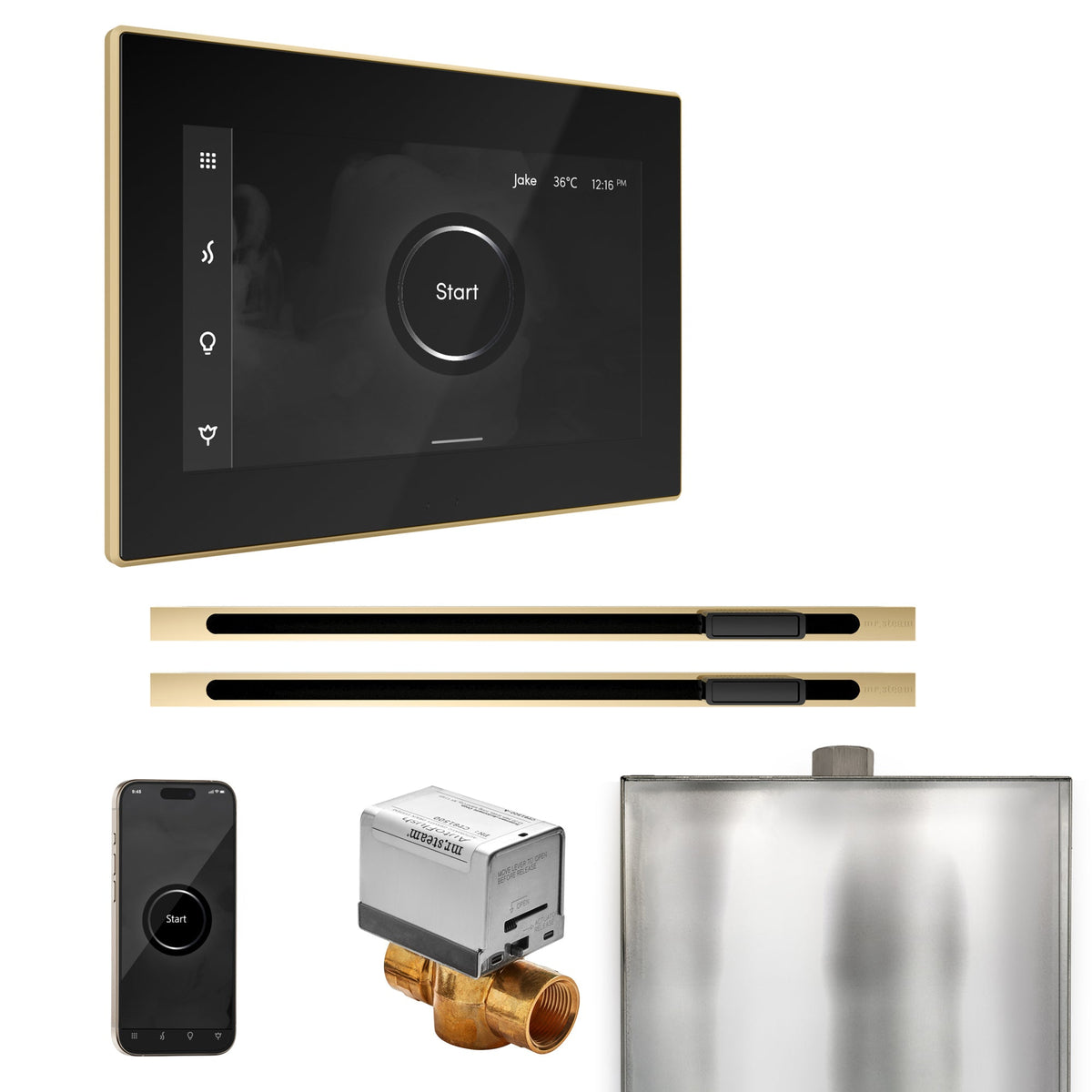 Mr. Steam XButler Max Linear Steam Shower Control Package – iSteamX Control, 16 in. Linear Steamhead, Max AutoFlush & Drip Pan for Max Generators