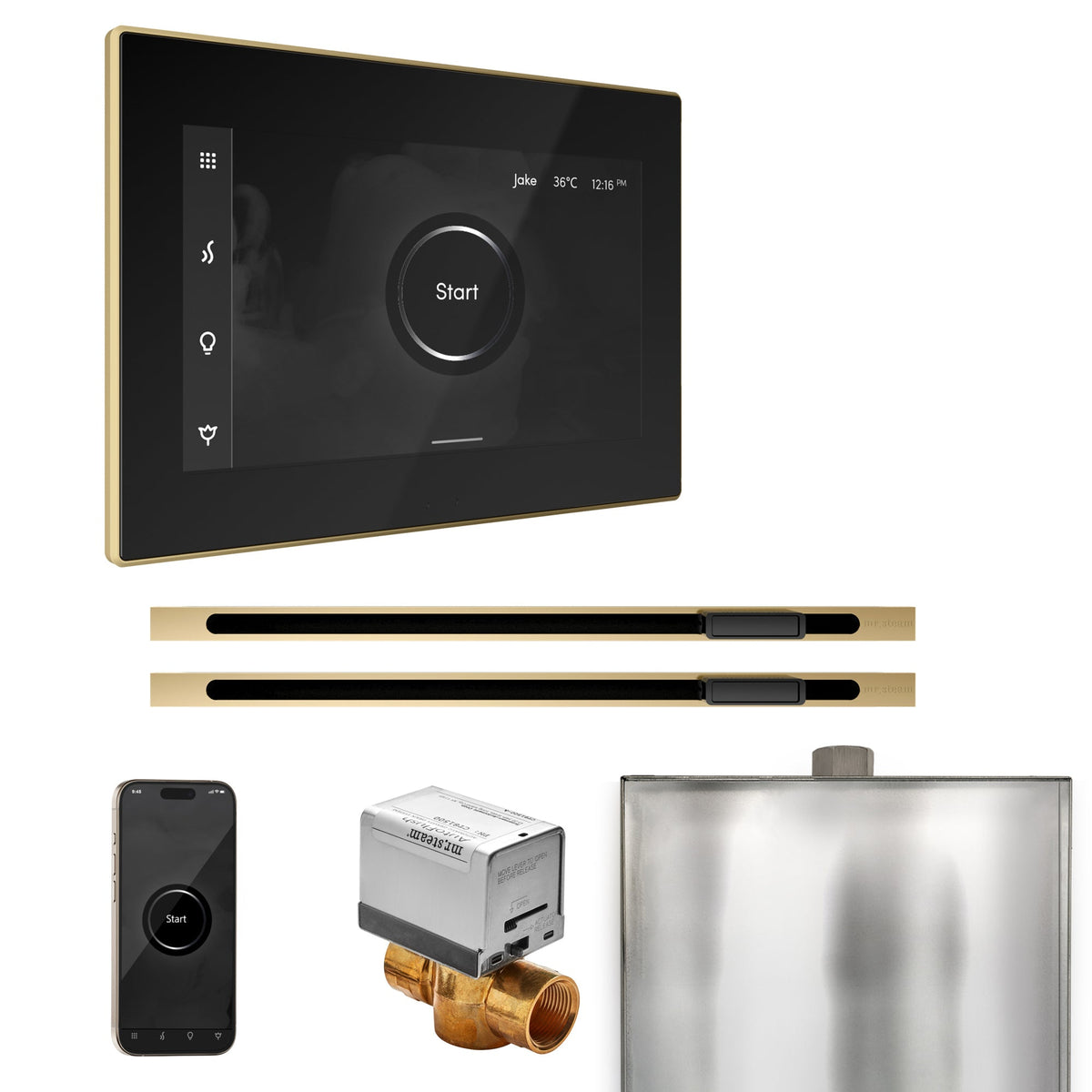 Mr. Steam XButler Max Linear Steam Shower Control Package – iSteamX Control, 16 in. Linear Steamhead, Max AutoFlush & Drip Pan for Max Generators
