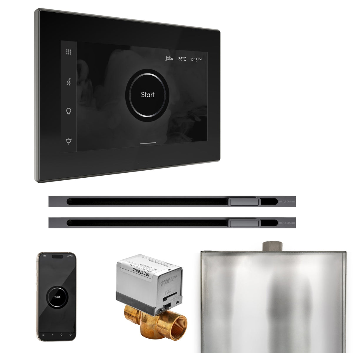 Mr. Steam XButler Max Linear Steam Shower Control Package – iSteamX Control, 16 in. Linear Steamhead, Max AutoFlush & Drip Pan for Max Generators