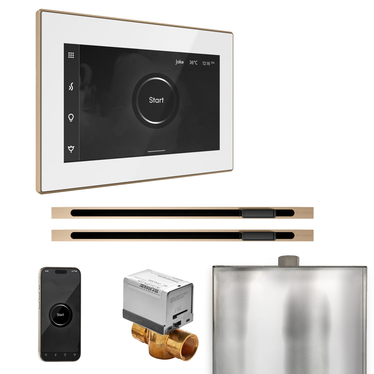 Mr. Steam XButler Max Linear Steam Shower Control Package – iSteamX Control, 16 in. Linear Steamhead, Max AutoFlush & Drip Pan for Max Generators