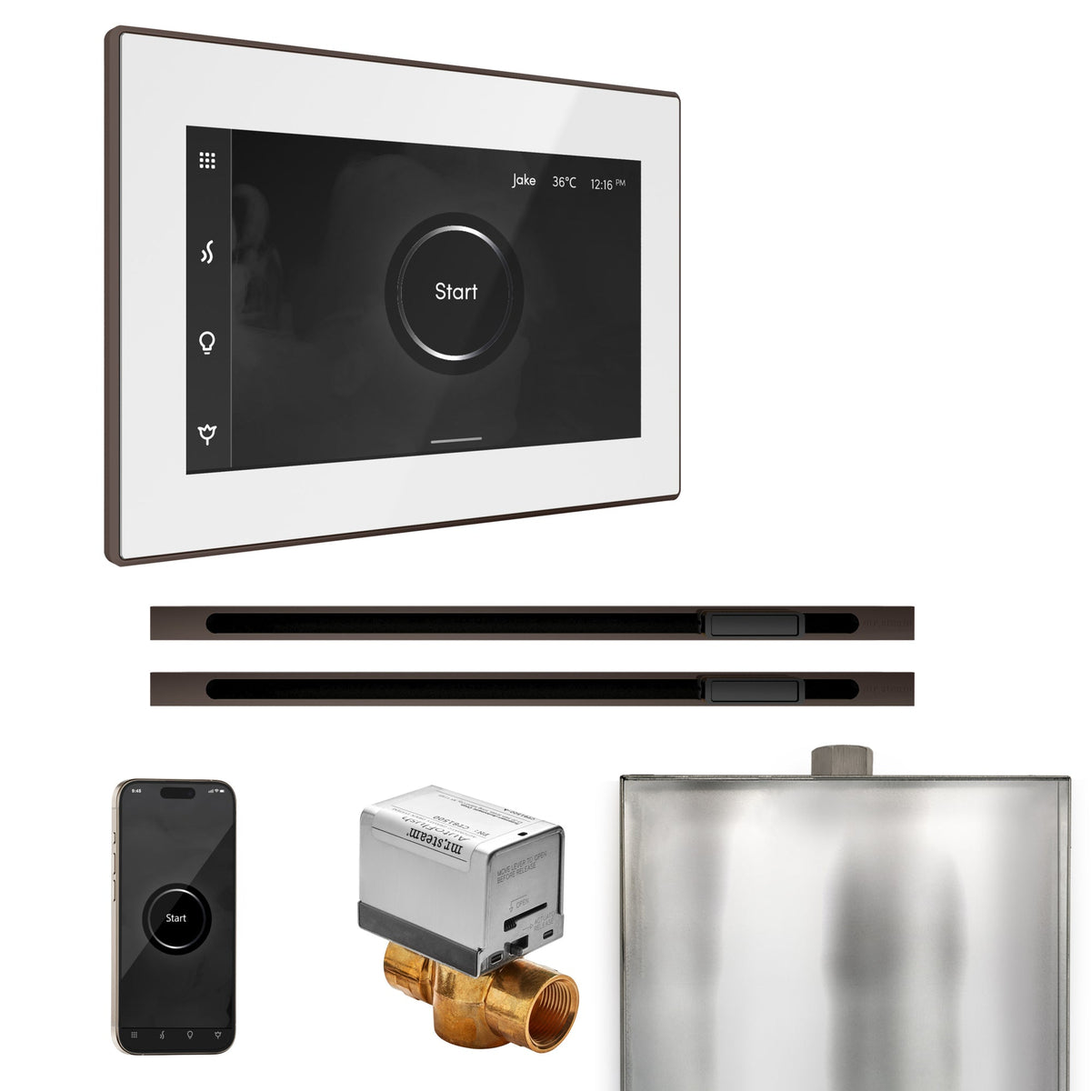 Mr. Steam XButler Max Linear Steam Shower Control Package – iSteamX Control, 16 in. Linear Steamhead, Max AutoFlush & Drip Pan for Max Generators