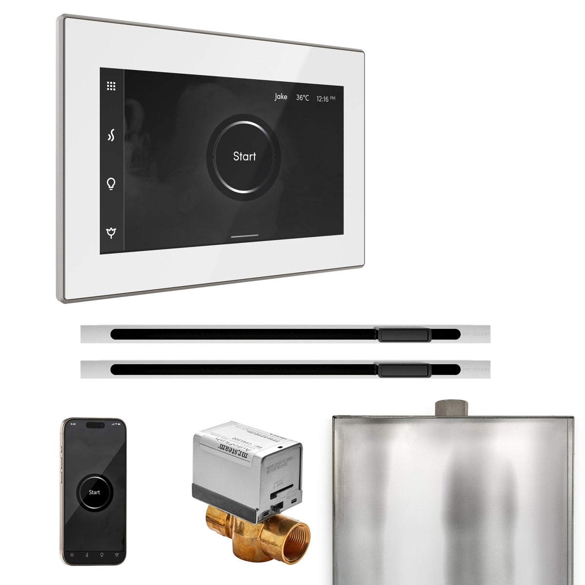 Mr. Steam XButler Max Linear Steam Shower Control Package – iSteamX Control, 16 in. Linear Steamhead, Max AutoFlush & Drip Pan for Max Generators