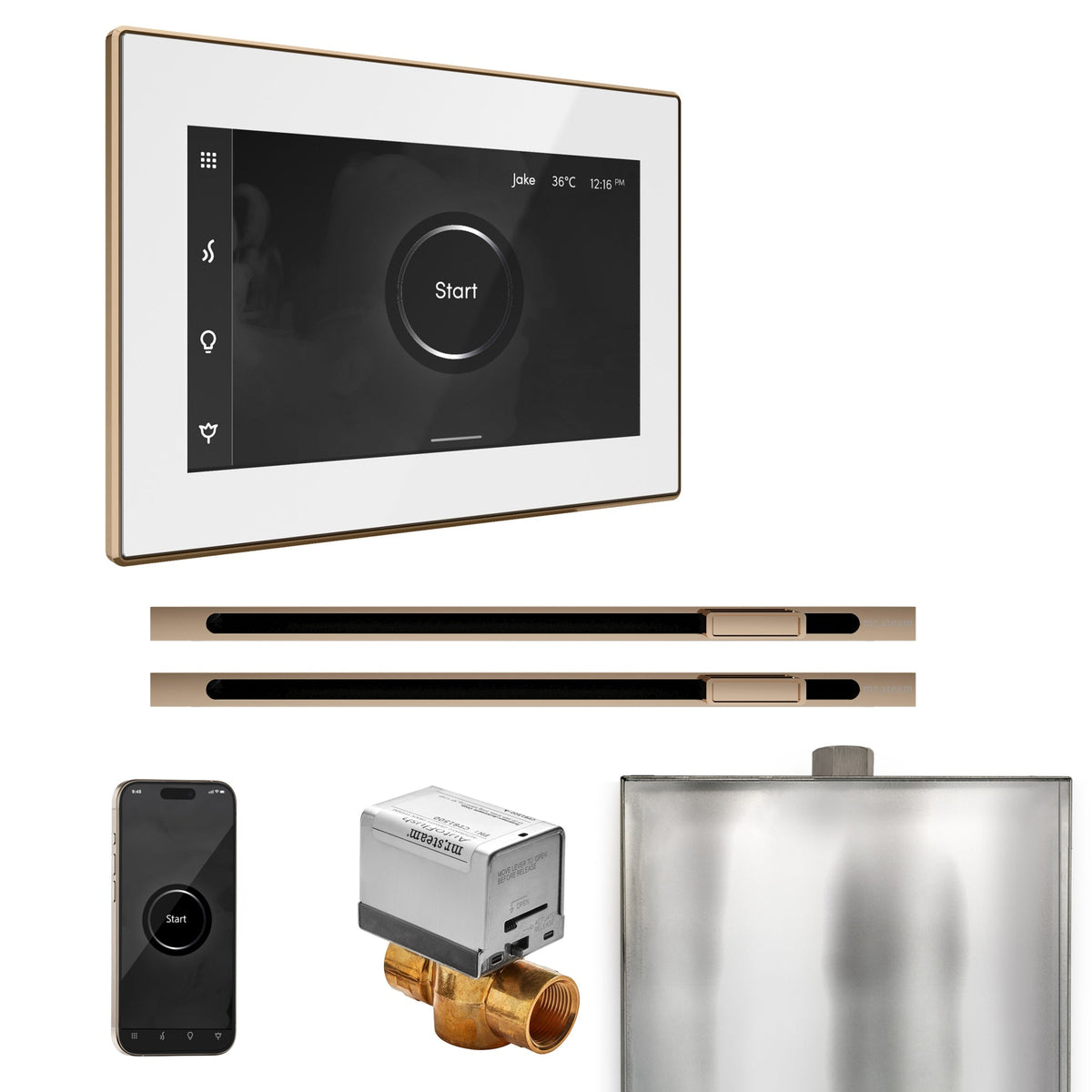 Mr. Steam XButler Max Linear Steam Shower Control Package – iSteamX Control, 16 in. Linear Steamhead, Max AutoFlush & Drip Pan for Max Generators