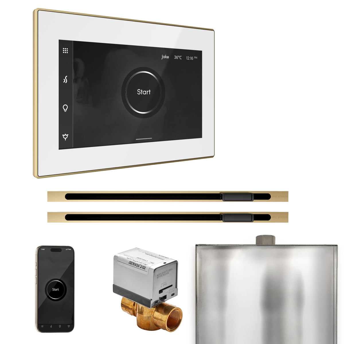 Mr. Steam XButler Max Linear Steam Shower Control Package – iSteamX Control, 16 in. Linear Steamhead, Max AutoFlush & Drip Pan for Max Generators