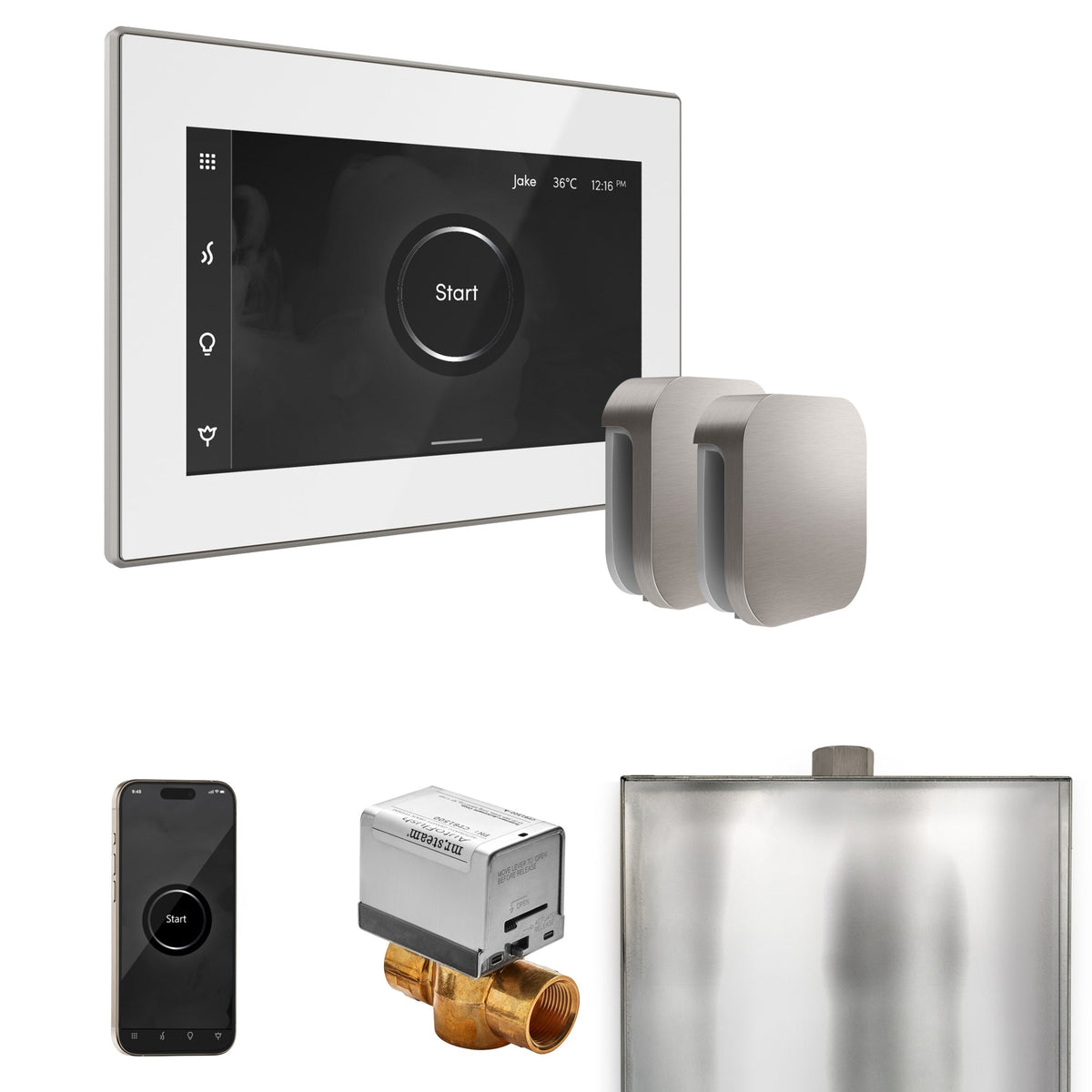 Mr. Steam XButler Max Steam Shower Control Package – iSteamX Control, Aroma Steamhead, Max AutoFlush & Drip Pan for Max Generators