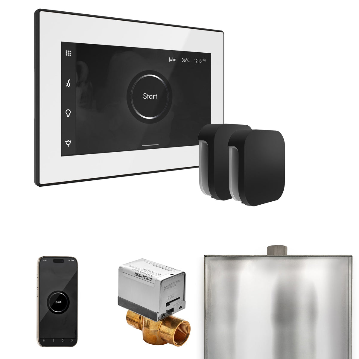 Mr. Steam XButler Max Steam Shower Control Package – iSteamX Control, Aroma Steamhead, Max AutoFlush & Drip Pan for Max Generators