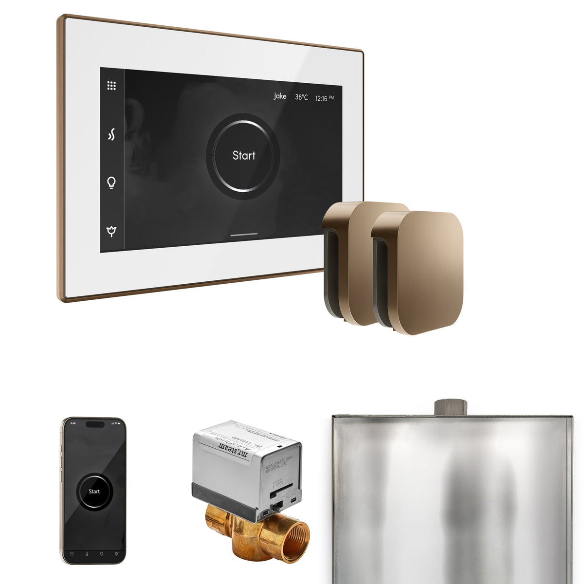 Mr. Steam XButler Max Steam Shower Control Package – iSteamX Control, Aroma Steamhead, Max AutoFlush & Drip Pan for Max Generators