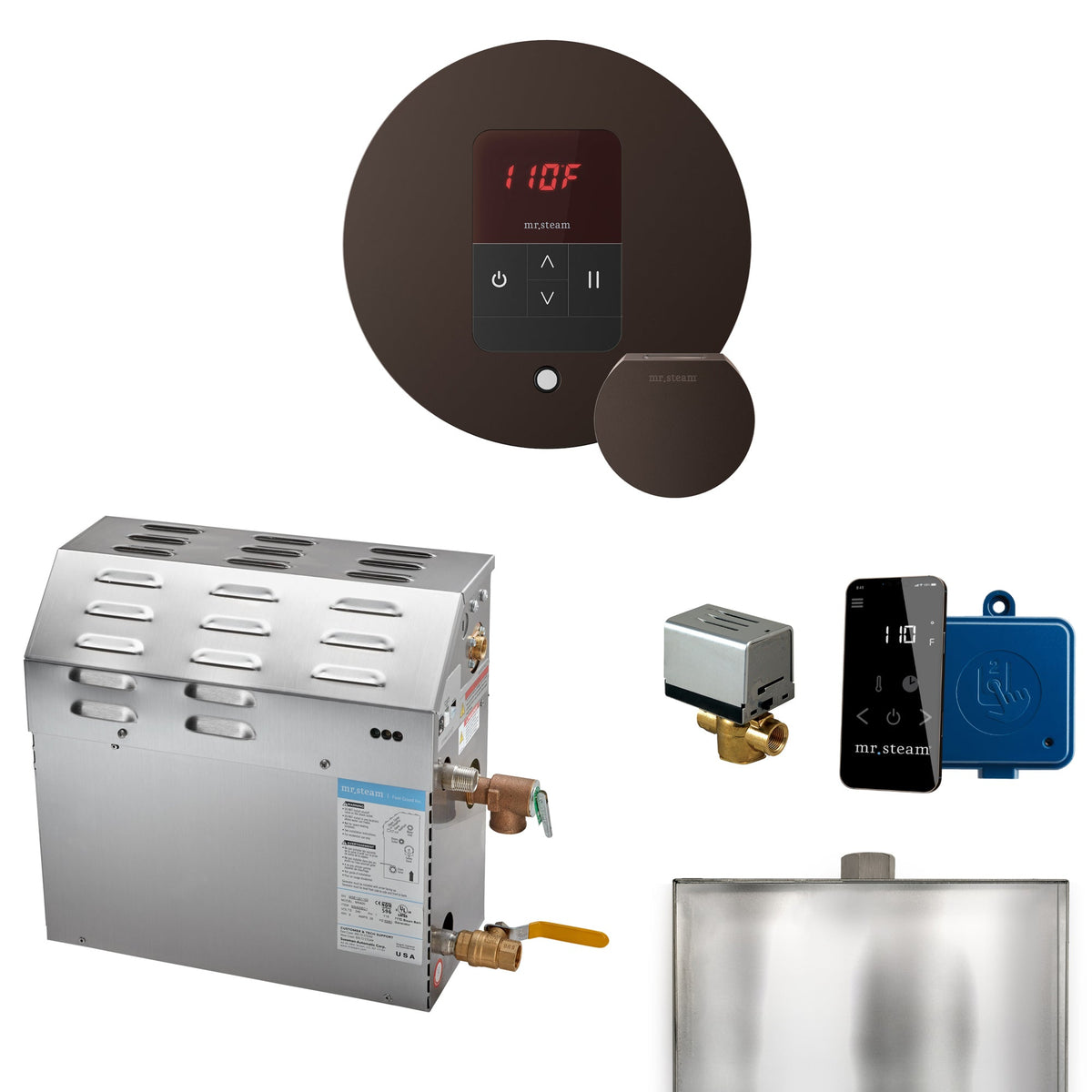 Mr. Steam Super Steam Shower Generator Package – 10, 12 or 15kW 240V with iTempo Control, Designer Steamhead, AutoFlush & SteamLinx