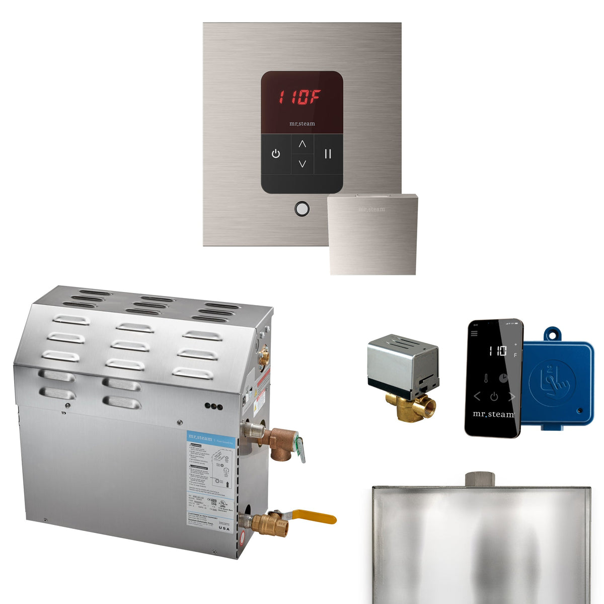 Mr. Steam Super Steam Shower Generator Package – 10, 12 or 15kW 240V with iTempo Control, Designer Steamhead, AutoFlush & SteamLinx