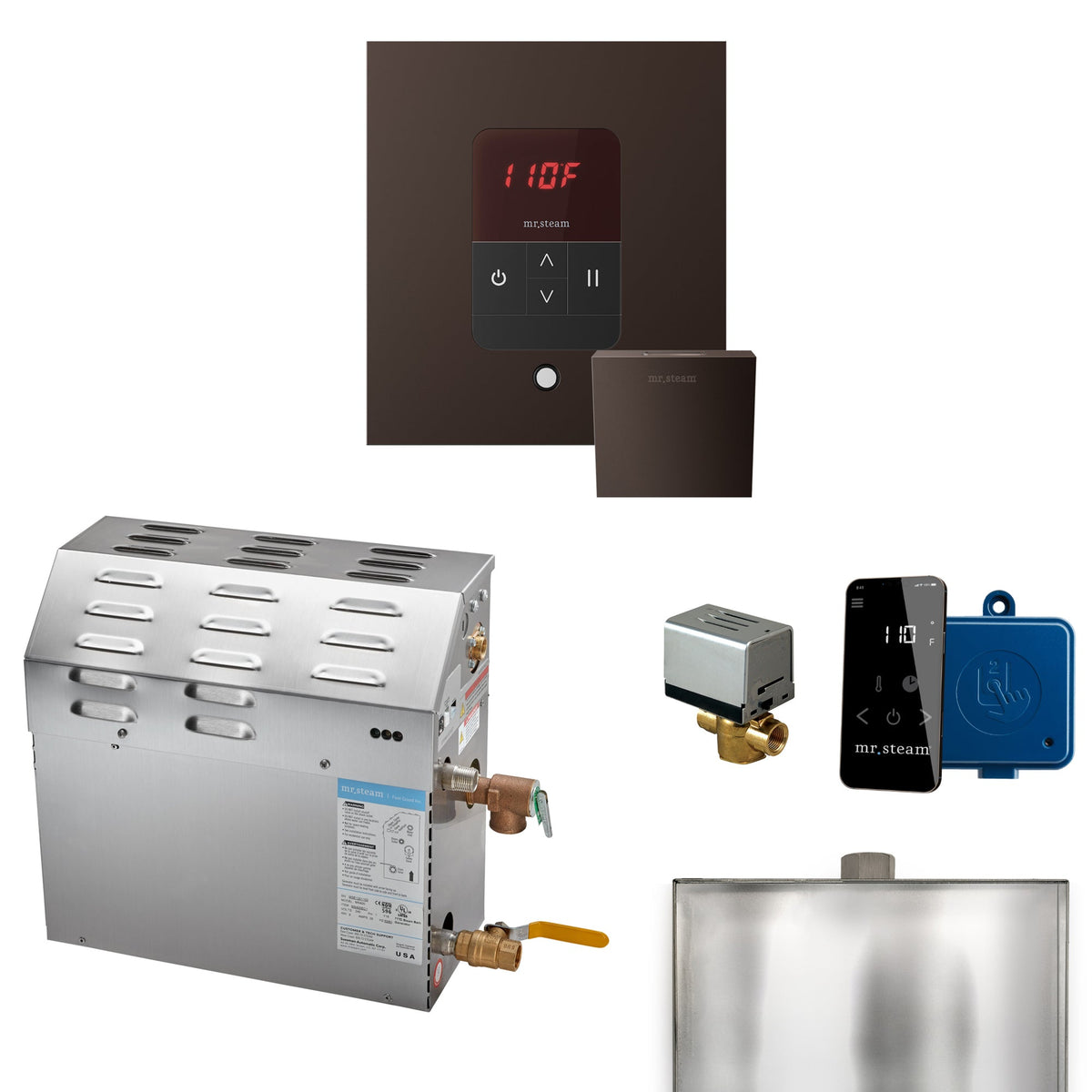 Mr. Steam Super Steam Shower Generator Package – 10, 12 or 15kW 240V with iTempo Control, Designer Steamhead, AutoFlush & SteamLinx